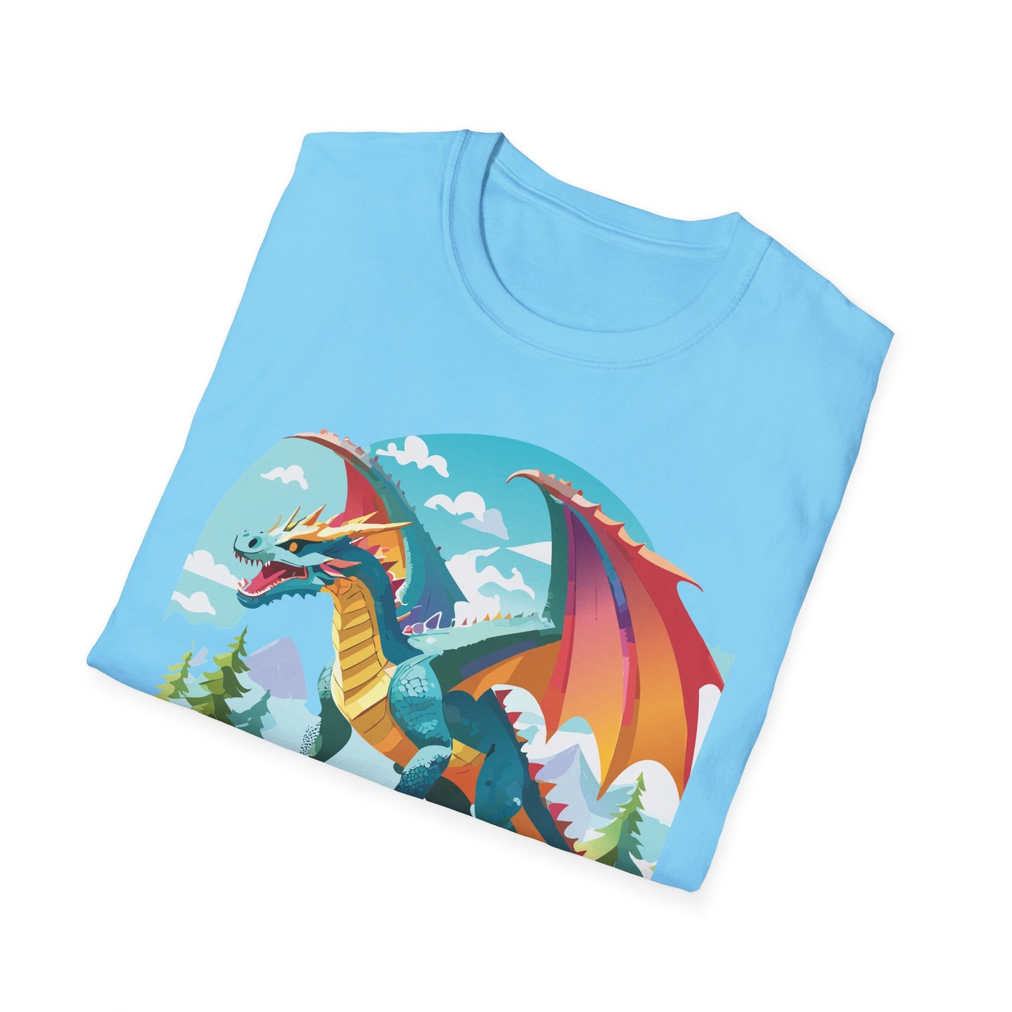 Dragon Graphic Tee Unisex Softstyle 100 Percent Ring Spun Cotton Animal Art Print Shirt
