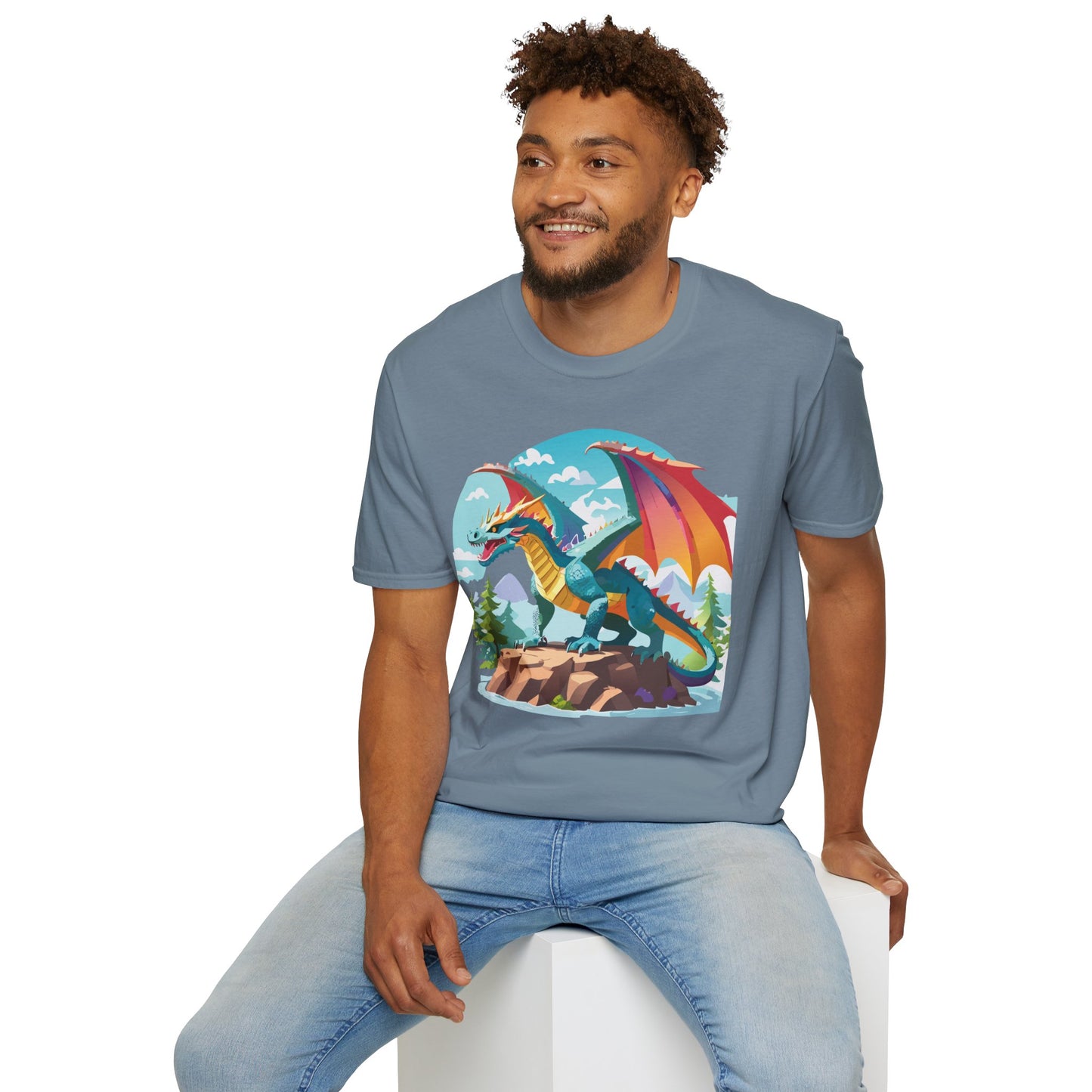 Dragon Graphic Tee Unisex Softstyle 100 Percent Ring Spun Cotton Animal Art Print Shirt