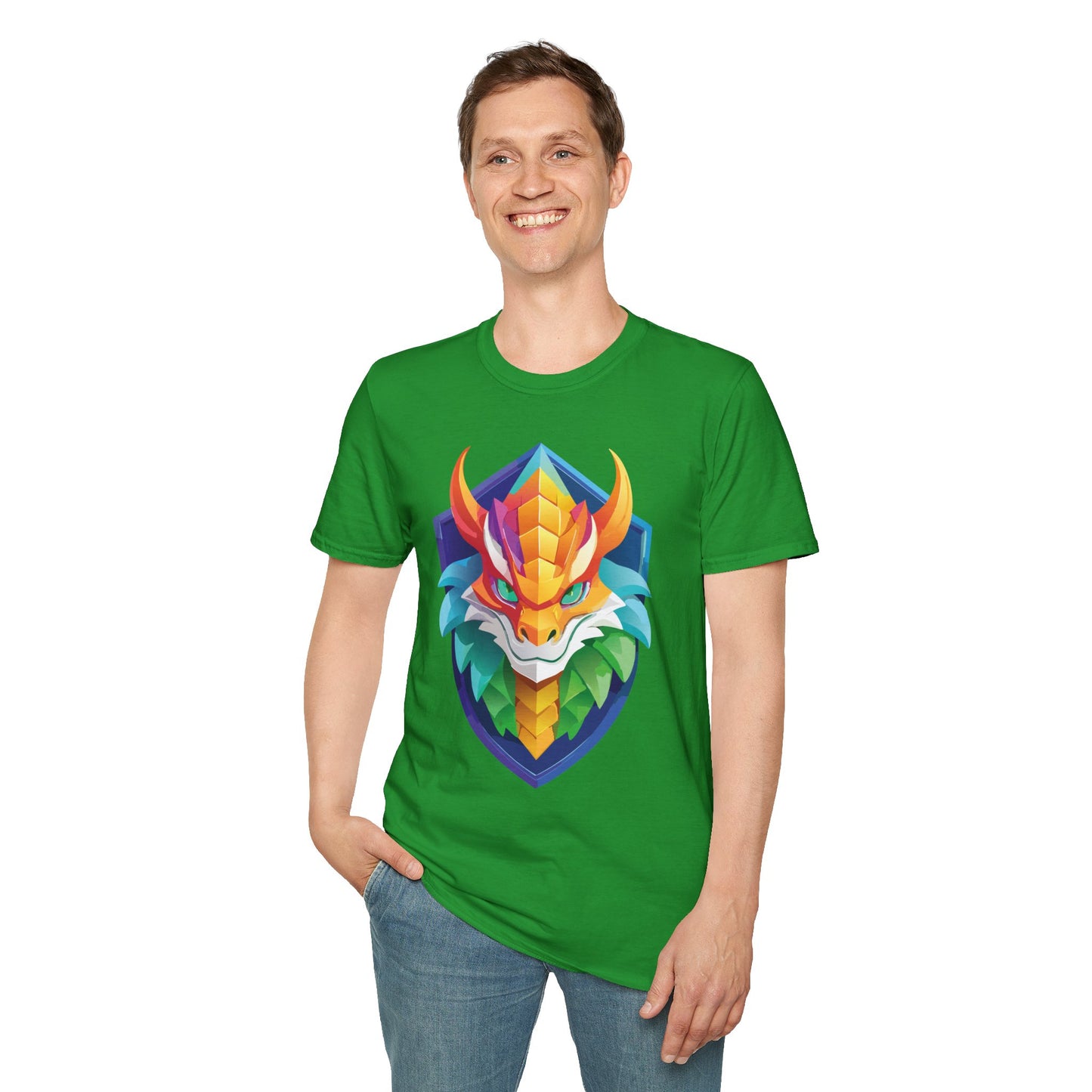 Unisex Dragon T Shirt Softstyle 64000 100 Percent Ring Spun Cotton Comfortable Tee