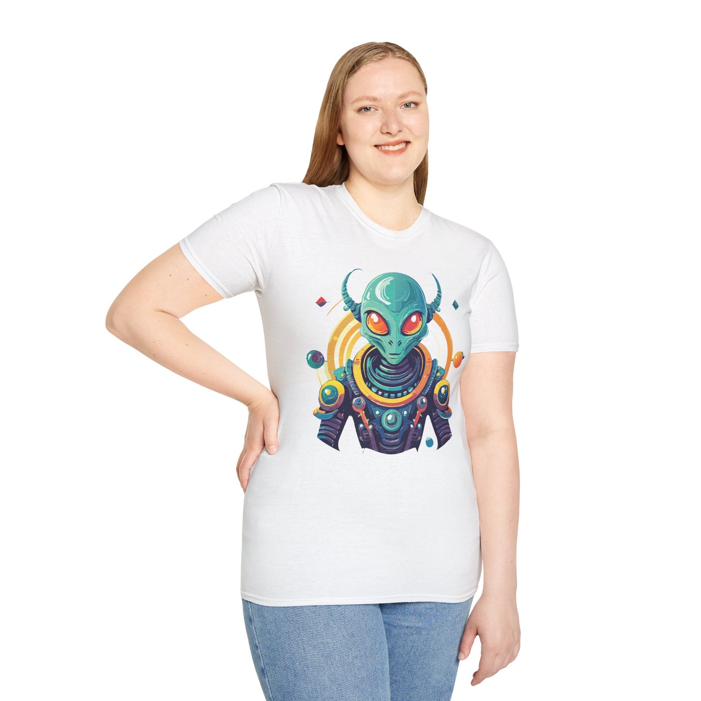 Alien Cosmos T Shirt Unisex Softstyle Cotton Tee With Alien Art Design Premium Comfort