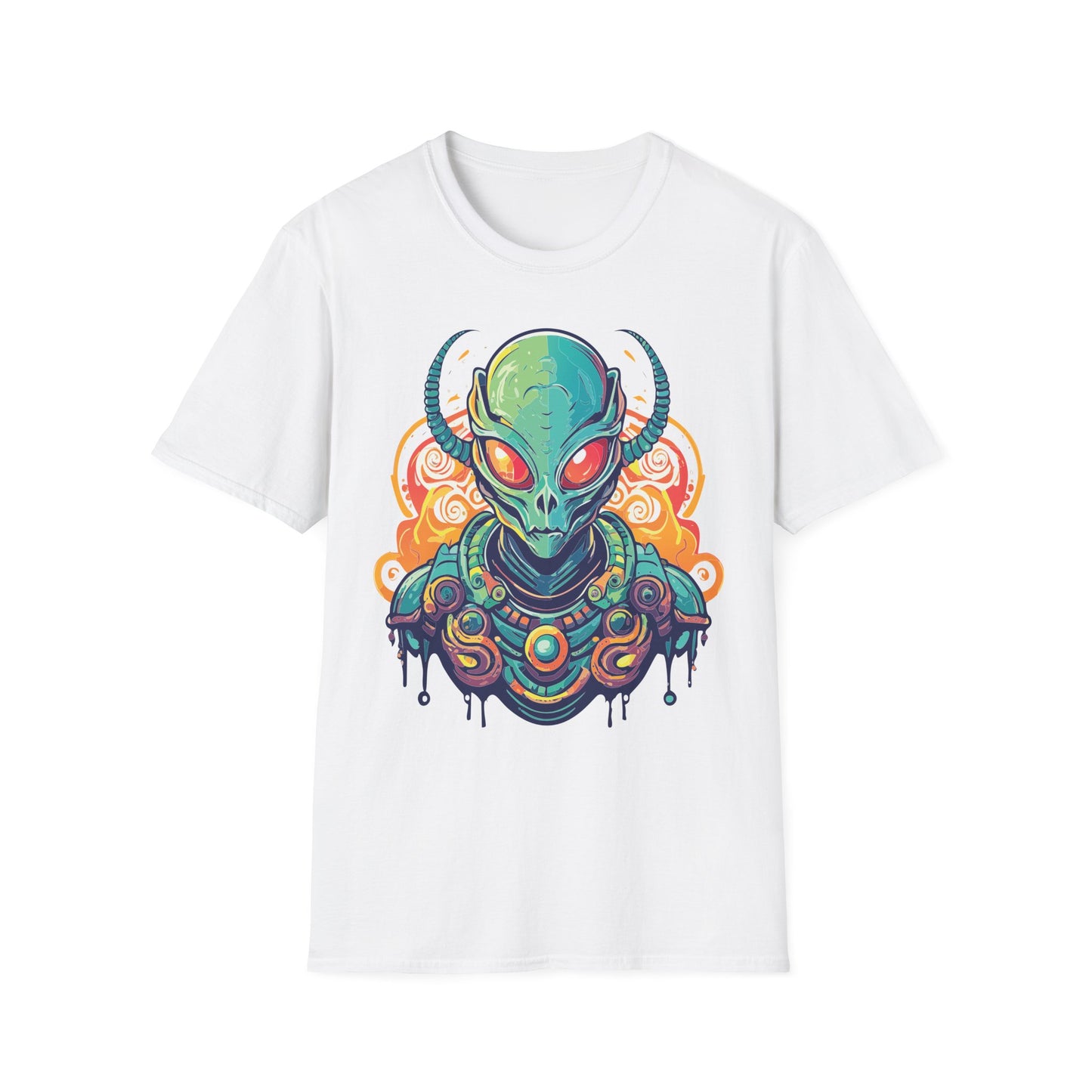 Cosmos Alien T Shirt Unisex Softstyle Cotton Tee With Space Artwork Graphic Design