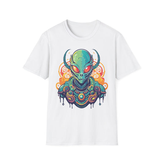 Cosmos Alien T Shirt Unisex Softstyle Cotton Tee With Space Artwork Graphic Design