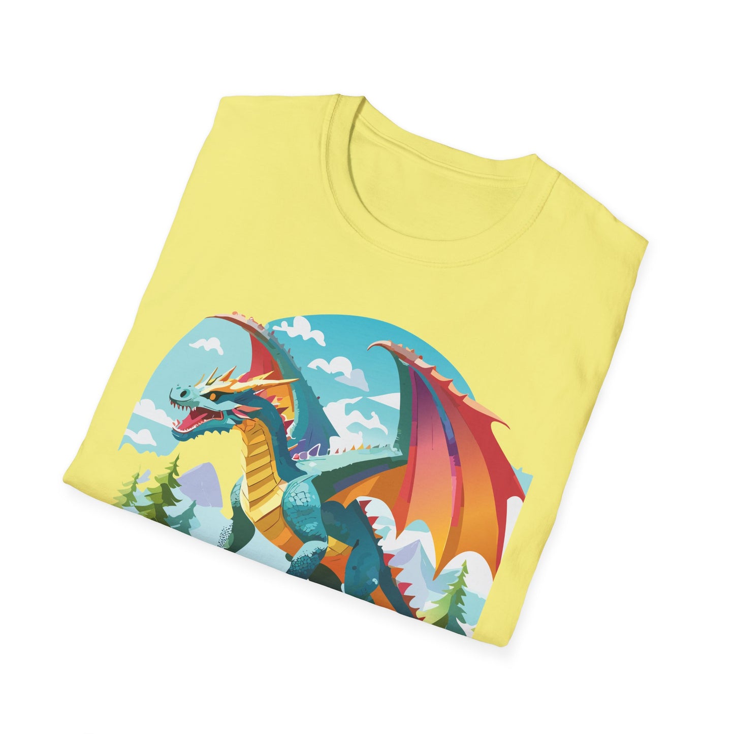 Dragon Graphic Tee Unisex Softstyle 100 Percent Ring Spun Cotton Animal Art Print Shirt