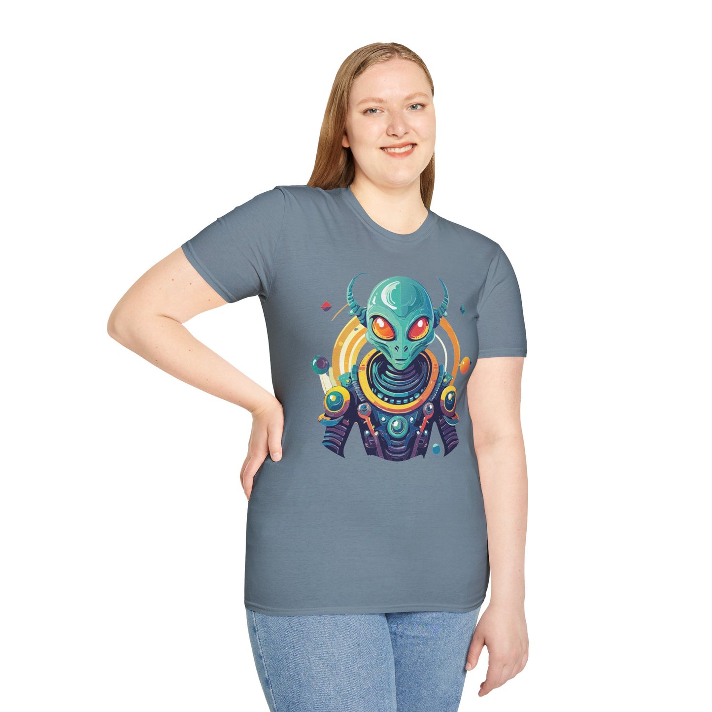 Alien Cosmos T Shirt Unisex Softstyle Cotton Tee With Alien Art Design Premium Comfort
