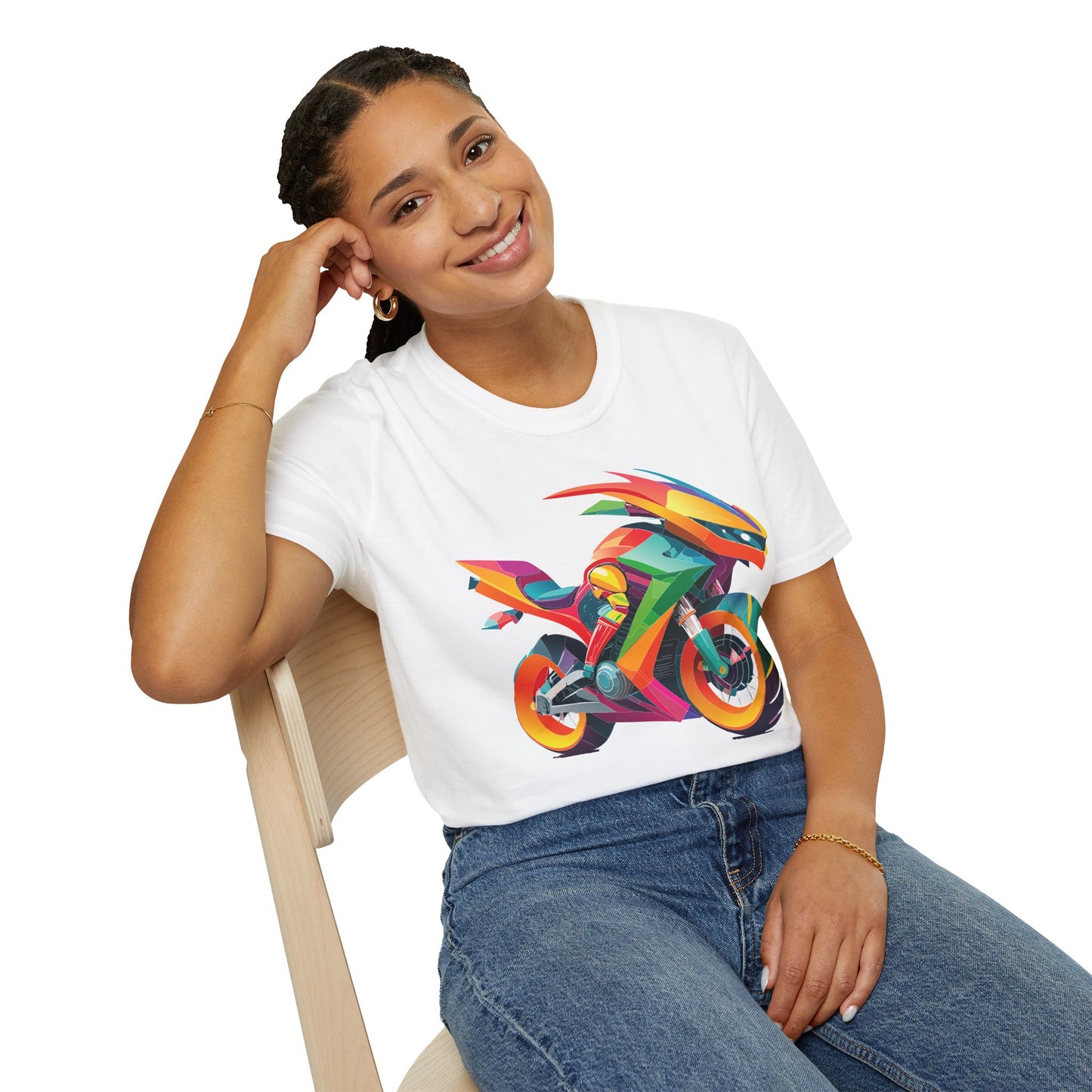Unisex Bike T Shirt With Motorcycle Artwork Premium Cotton MTB Tee Softstyle 64000