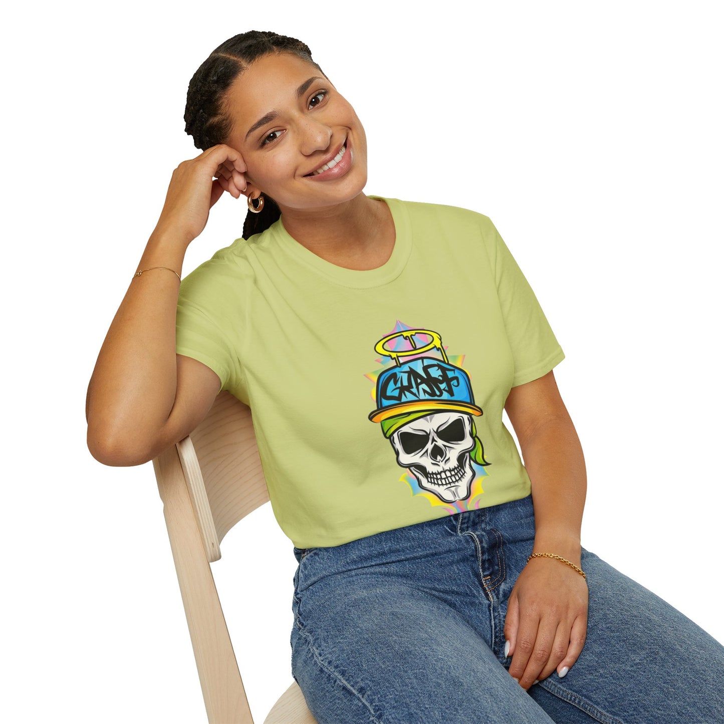 Unisex Skull Graphic Tee Shirt With Skeleton Design Softstyle 64000 100 Percent Ring Spun Cotton