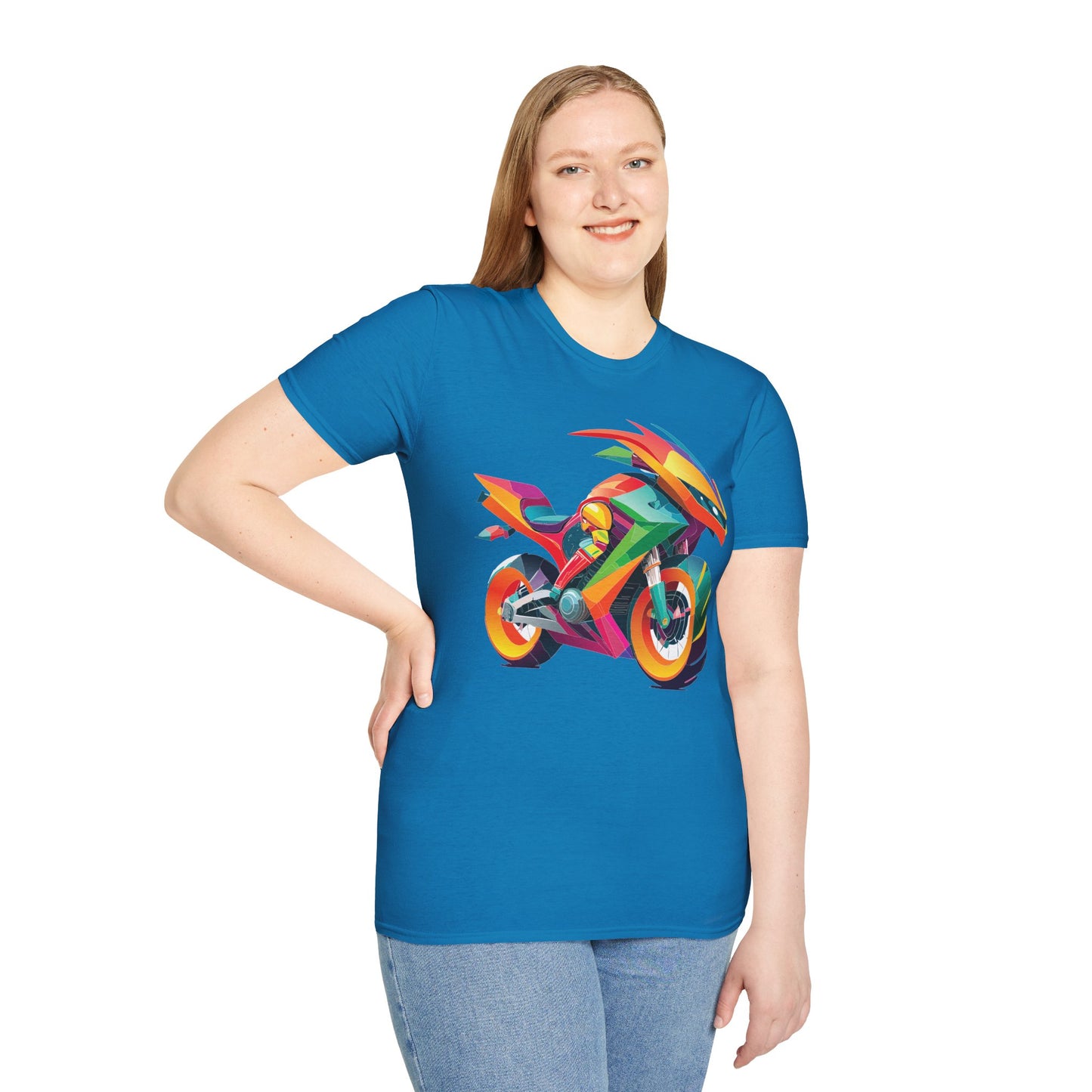 Unisex Bike T Shirt With Motorcycle Artwork Premium Cotton MTB Tee Softstyle 64000