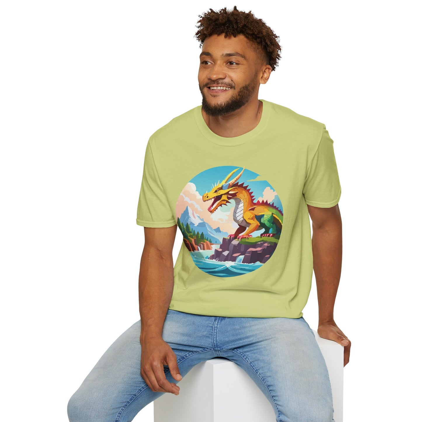Dragon T Shirt Unisex Softstyle Cotton Tee With Colorful Animal Art Design For Everyday Wear