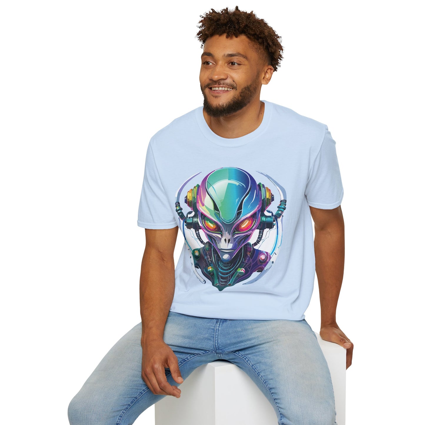 Alien Cosmos T Shirt Unisex Softstyle 64000 Tee With Alien Space Design 100 Percent Ringspun Cotton