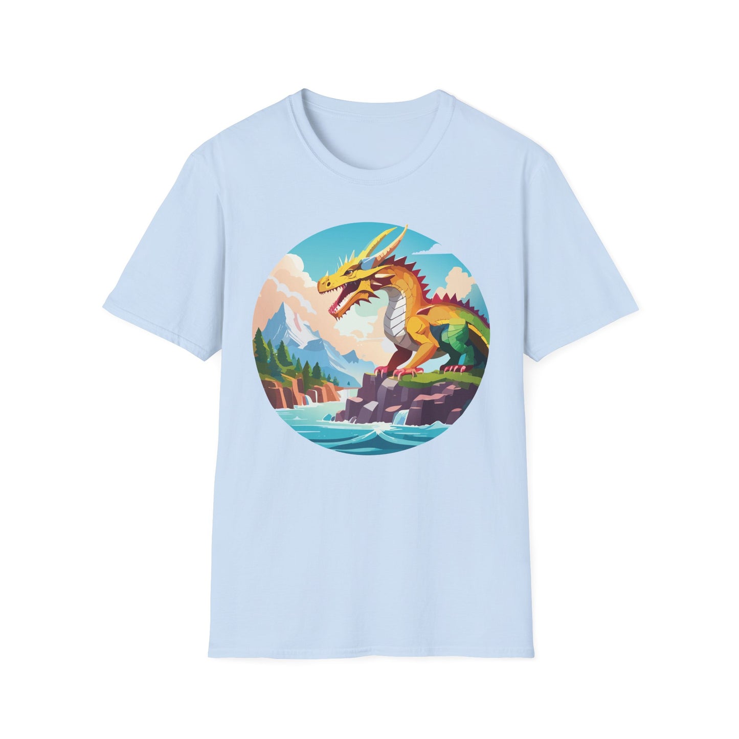 Dragon T Shirt Unisex Softstyle Cotton Tee With Colorful Animal Art Design For Everyday Wear