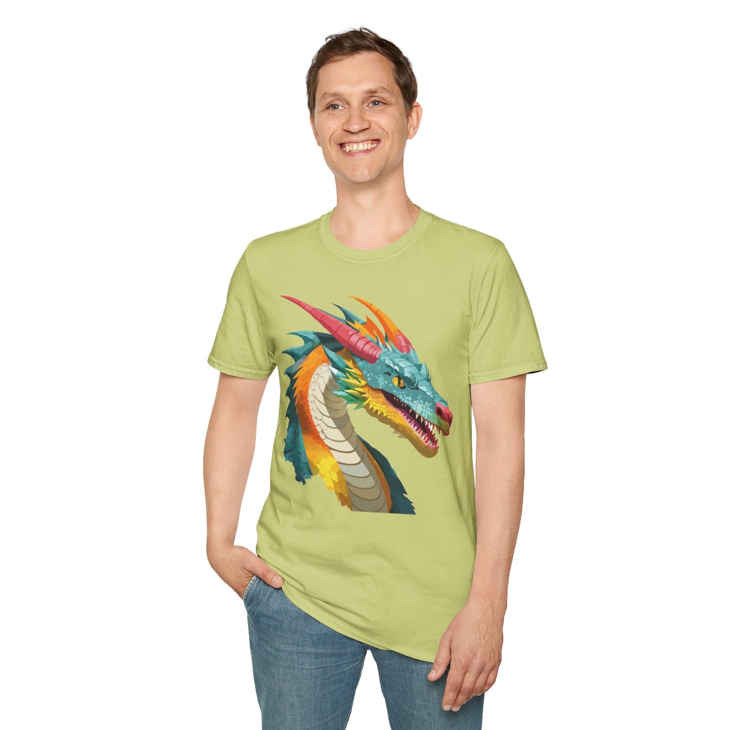 Dragon T Shirt Unisex Softstyle Art Design Tee With Animals Theme Gildan 64000 Premium Quality