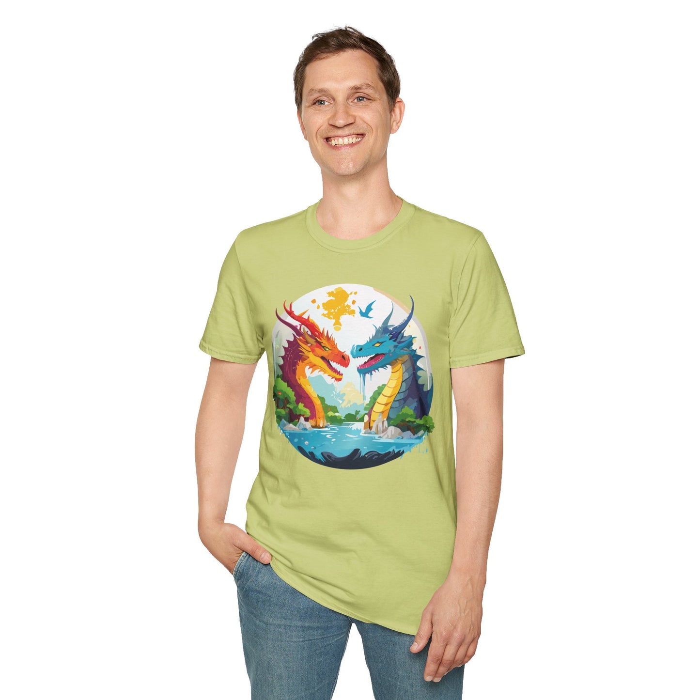 Dragon T Shirt Unisex Gildan Softstyle 64000 100 Percent Cotton Animal Print Tee Artwork