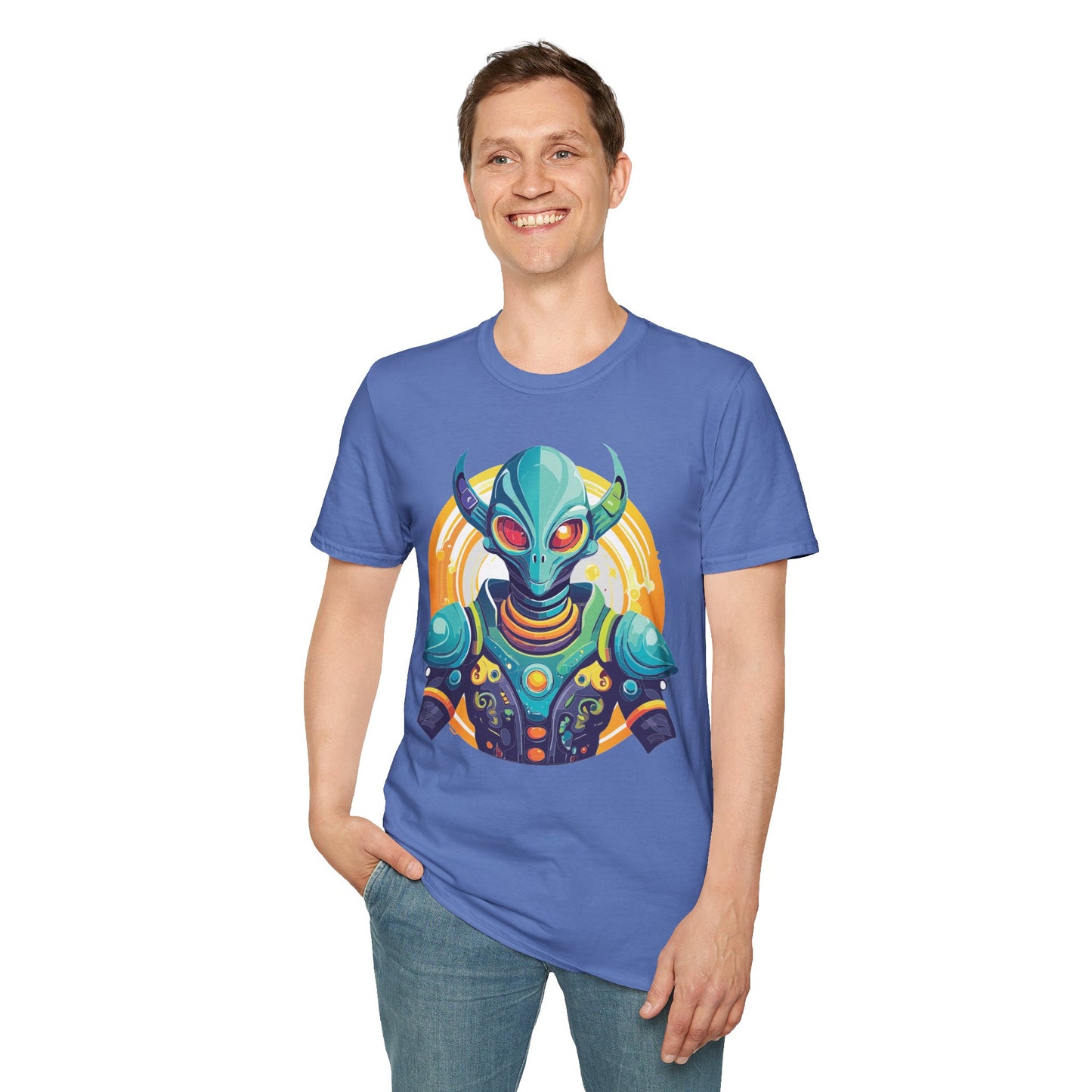 Alien T Shirt Cosmos Design Unisex Softstyle Cotton Tee With Aliens Art Graphic Print