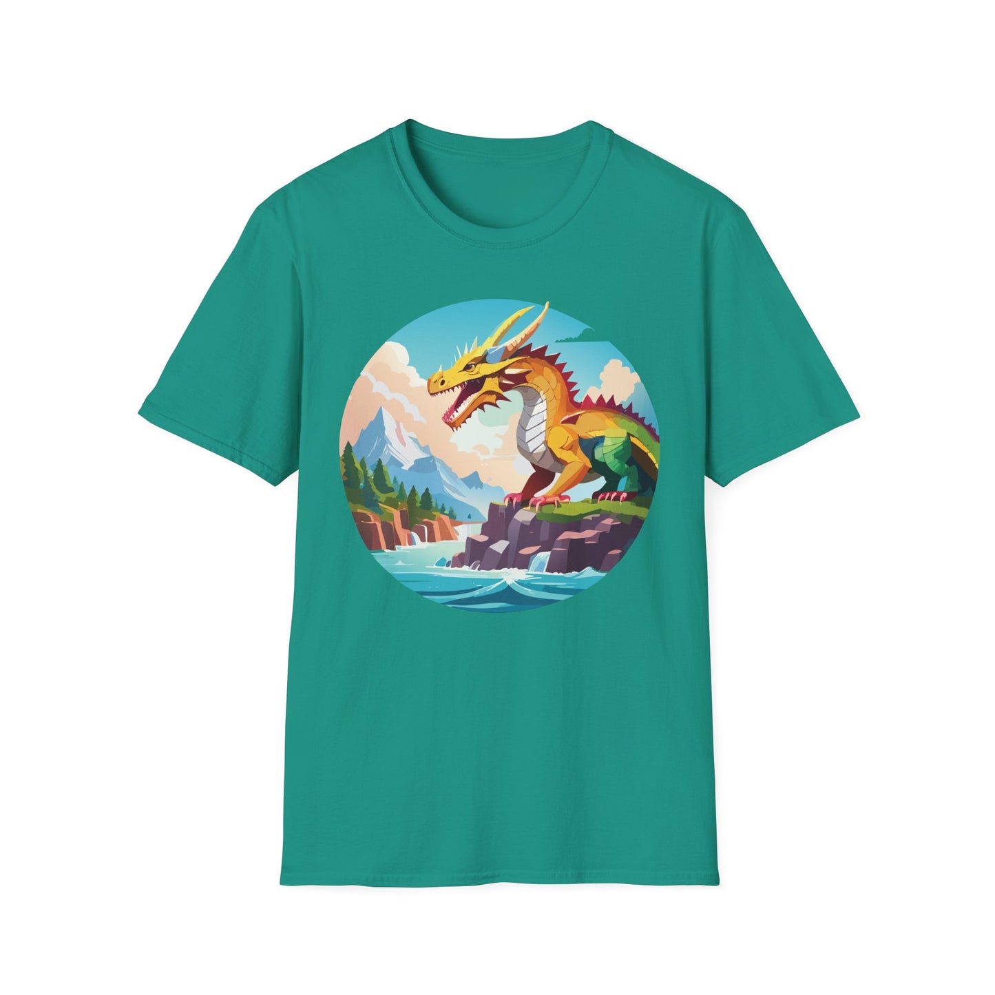 Dragon T Shirt Unisex Softstyle Cotton Tee With Colorful Animal Art Design For Everyday Wear
