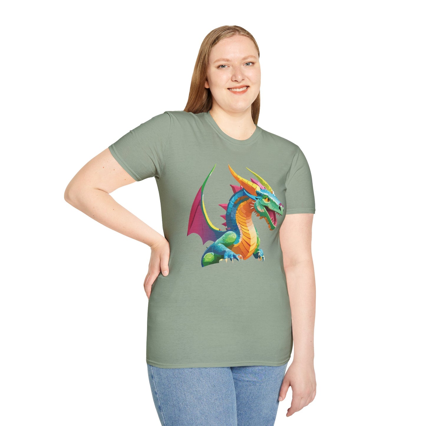 Unisex Dragon Graphic Tee Softstyle Short Sleeve T Shirt Made From Ring Spun Cotton