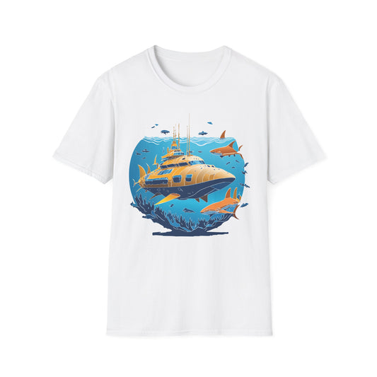Ocean Tee Shirt, Ocean Shirt, Shirt with Ocean, U boat Tees, Shirt with U-Boat