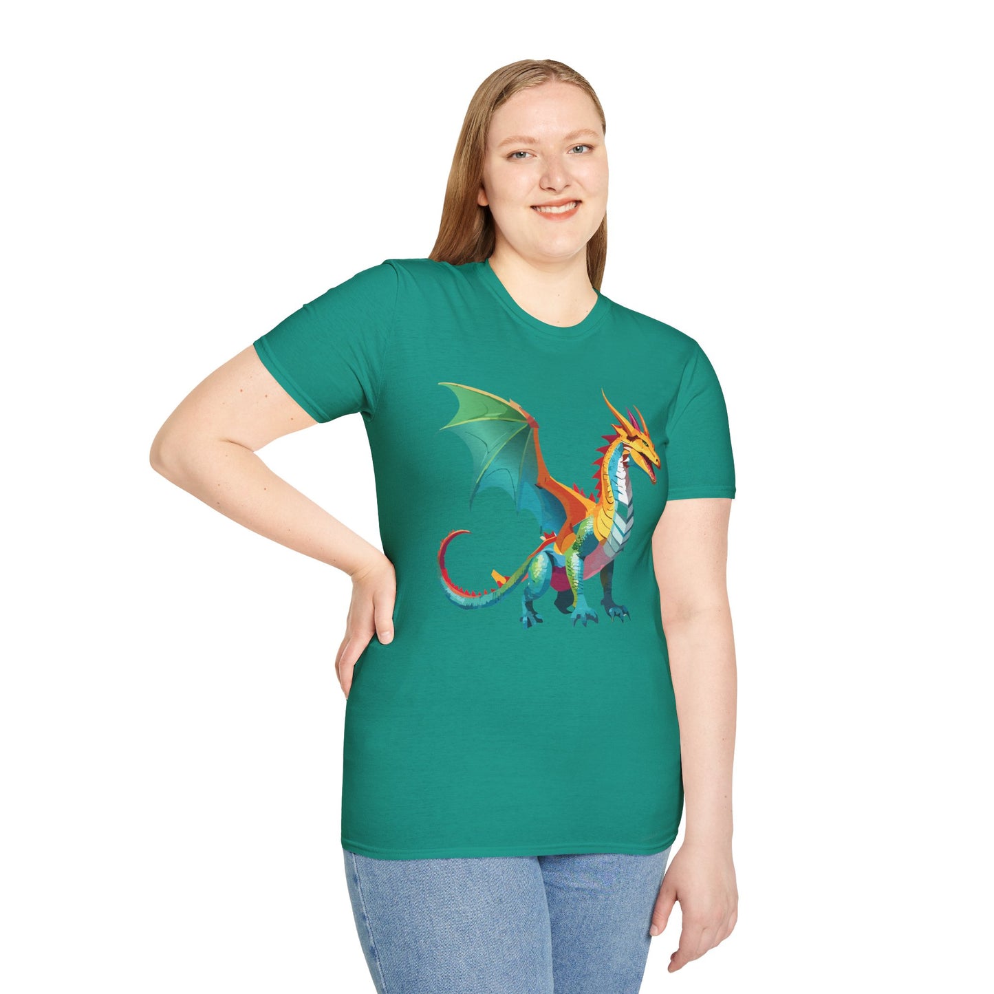 Dragon T Shirt Unisex Animal Design Tee Softstyle Gildan 64000 100 Percent Ring Spun Cotton