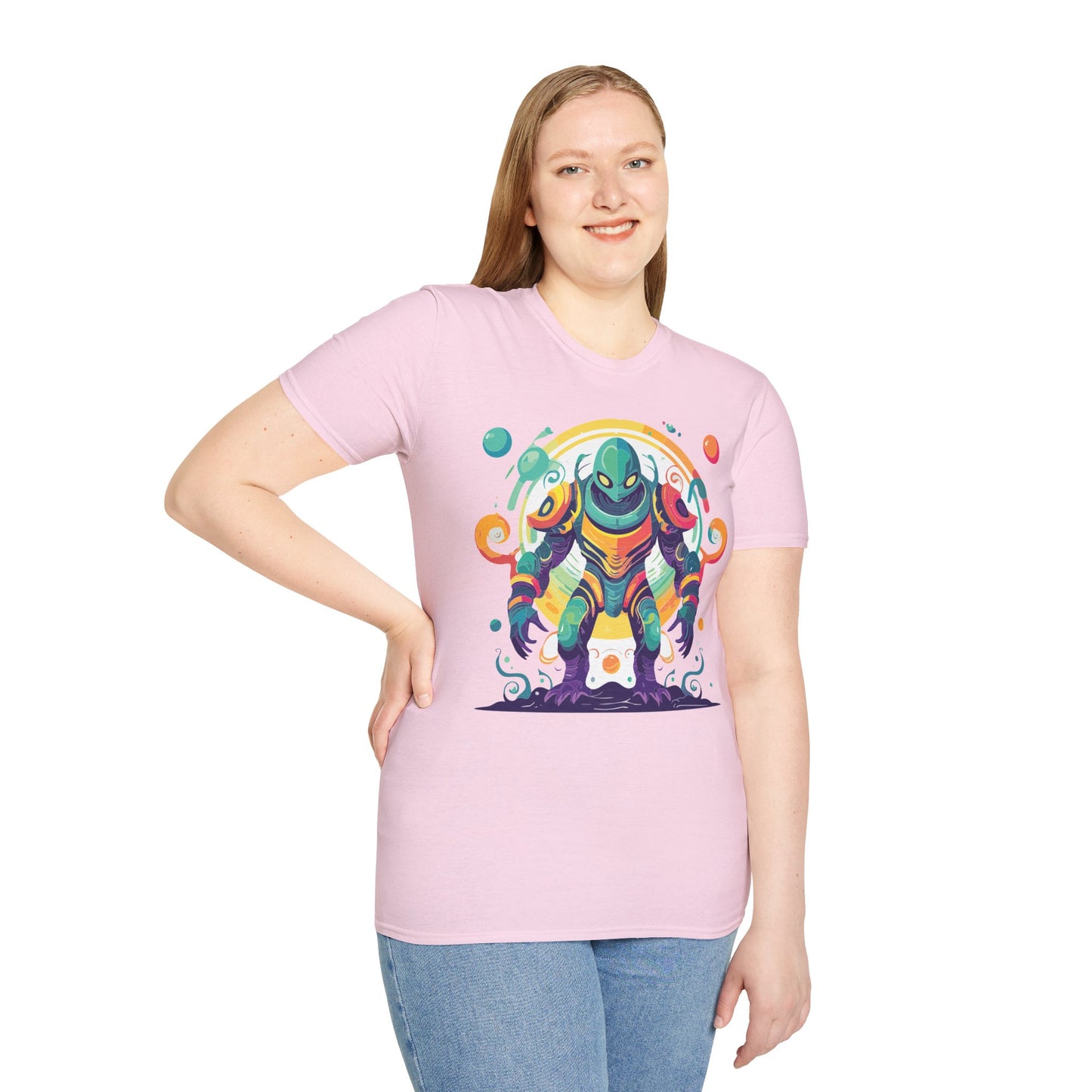 Cosmos Alien T Shirt Unisex Softstyle 64000 with Art Design Durable Comfort Artwork Tee