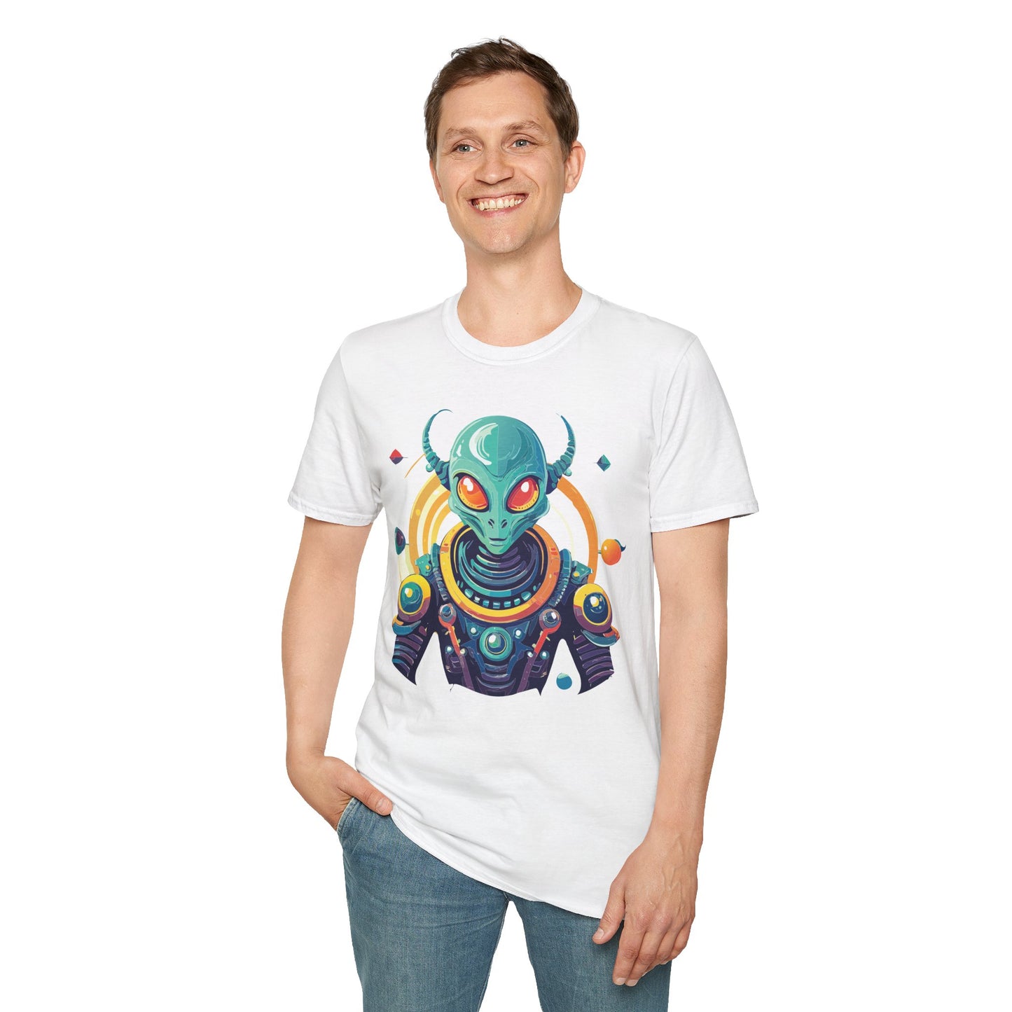 Alien Cosmos T Shirt Unisex Softstyle Cotton Tee With Alien Art Design Premium Comfort