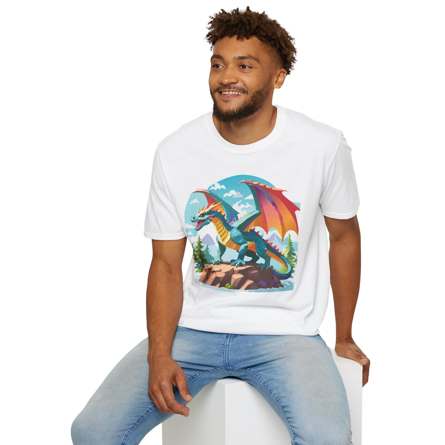 Dragon Graphic Tee Unisex Softstyle 100 Percent Ring Spun Cotton Animal Art Print Shirt