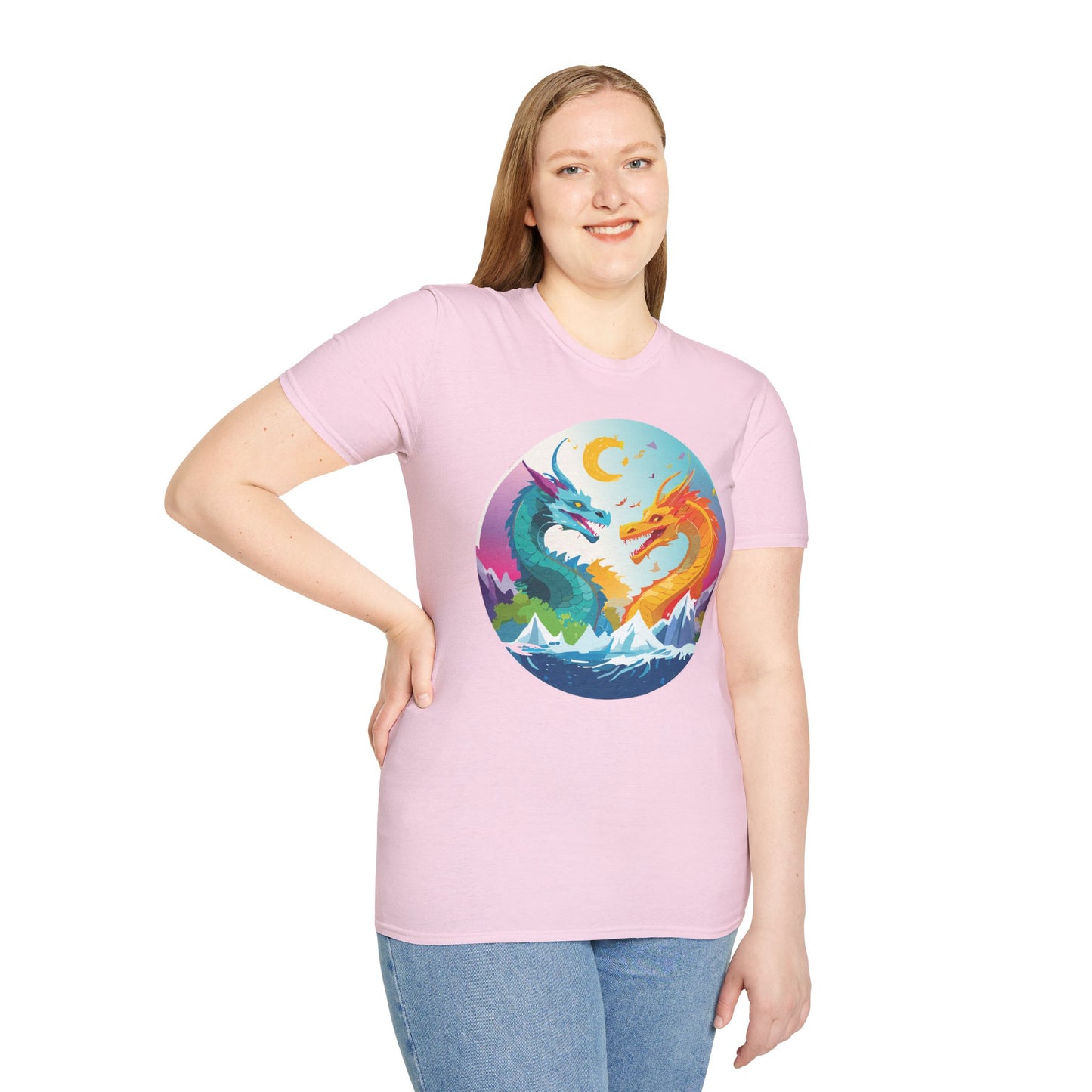 Dragon T Shirt Unisex Gildan Softstyle 64000 Tee Dragon Artwork Animal Print Shirt