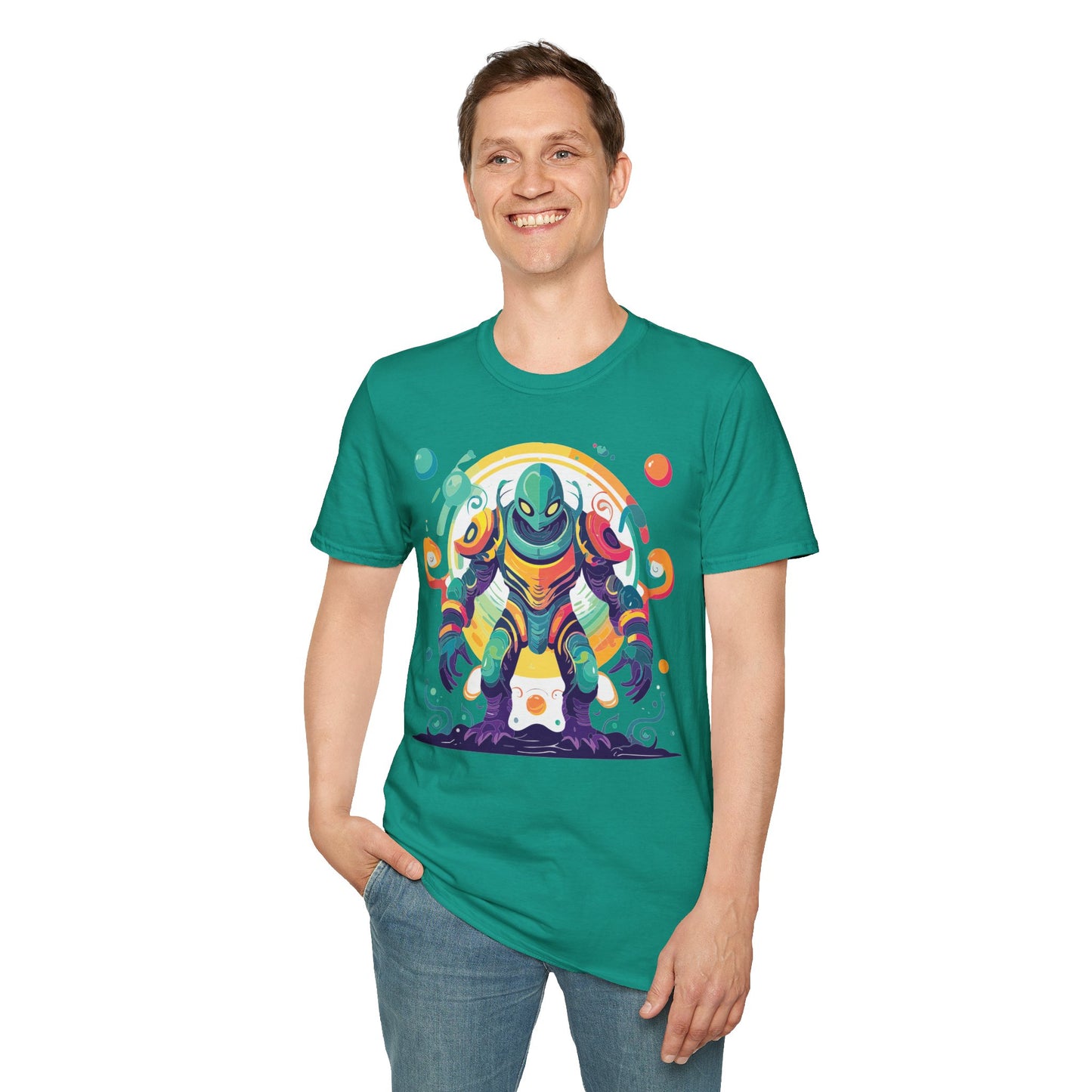 Cosmos Alien T Shirt Unisex Softstyle 64000 with Art Design Durable Comfort Artwork Tee
