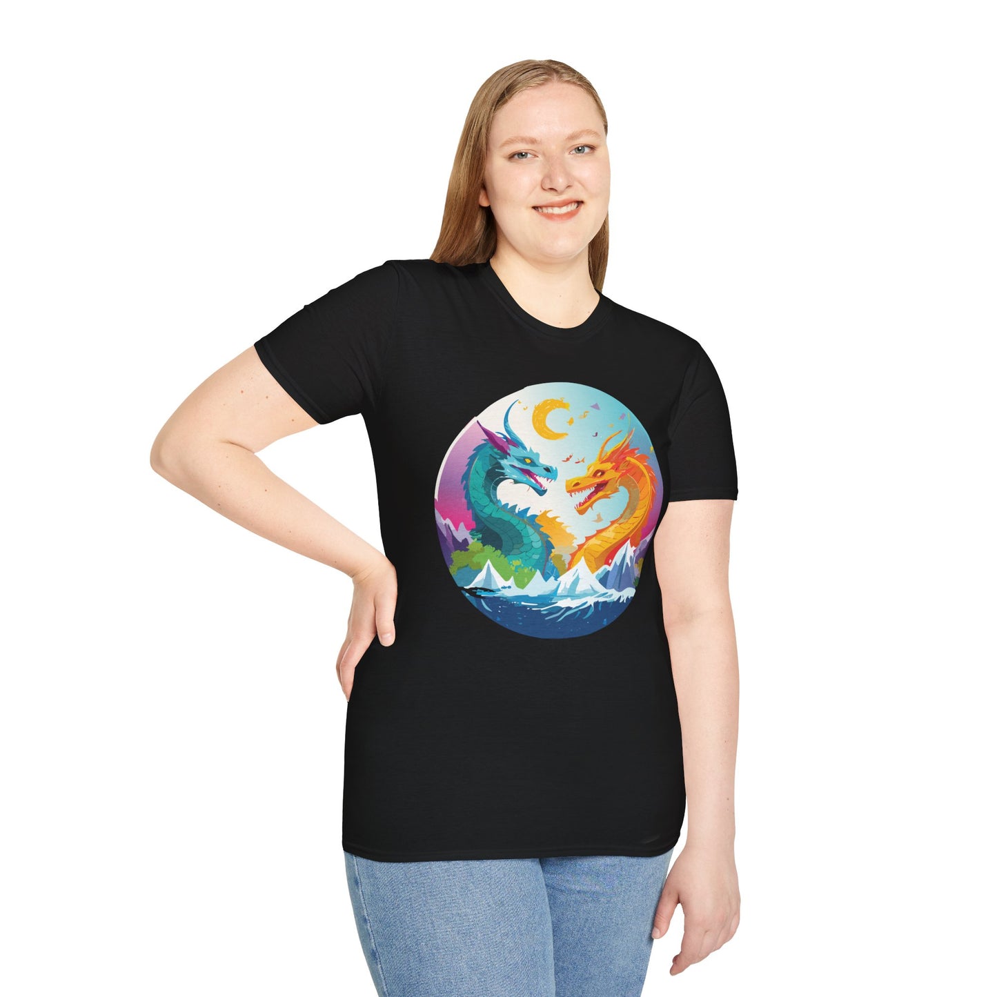 Dragon T Shirt Unisex Gildan Softstyle 64000 Tee Dragon Artwork Animal Print Shirt
