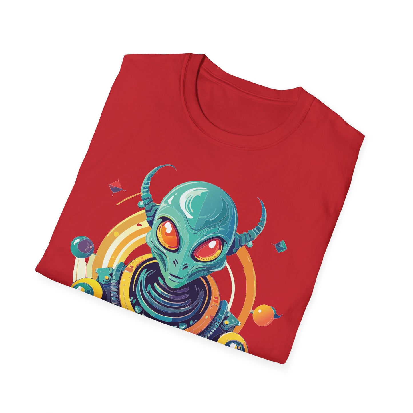 Alien Cosmos T Shirt Unisex Softstyle Cotton Tee With Alien Art Design Premium Comfort