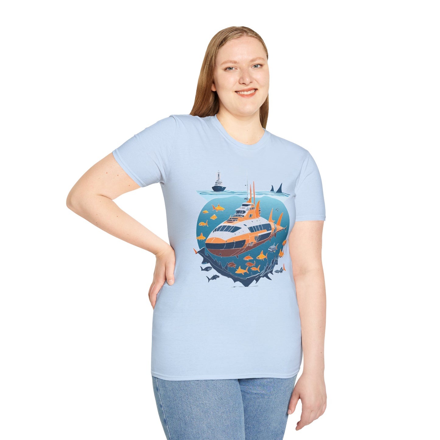 Ocean Tee Shirt, Ocean Shirt, Shirt with Ocean, U boat Tees, Shirt with U-Boat