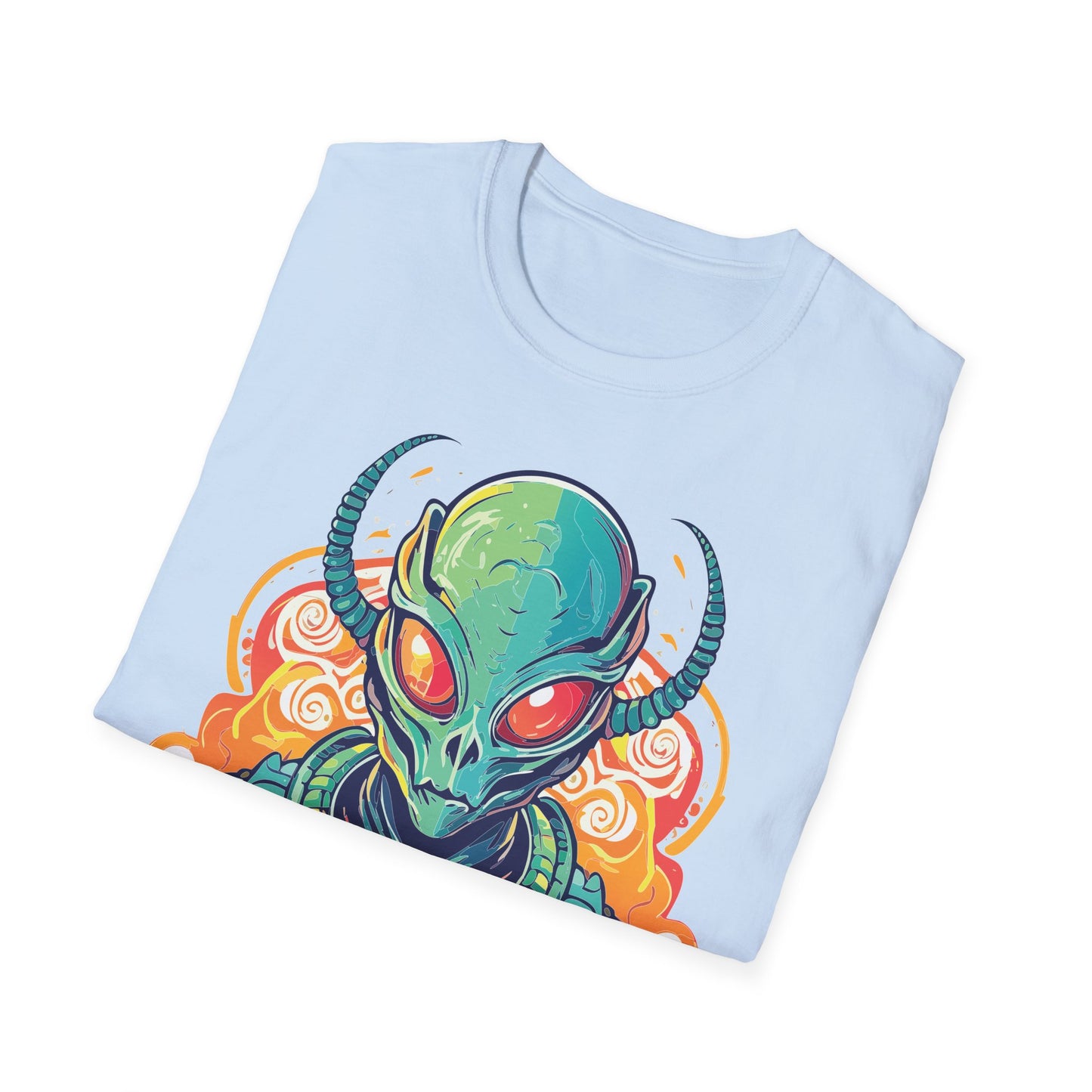 Cosmos Alien T Shirt Unisex Softstyle Cotton Tee With Space Artwork Graphic Design