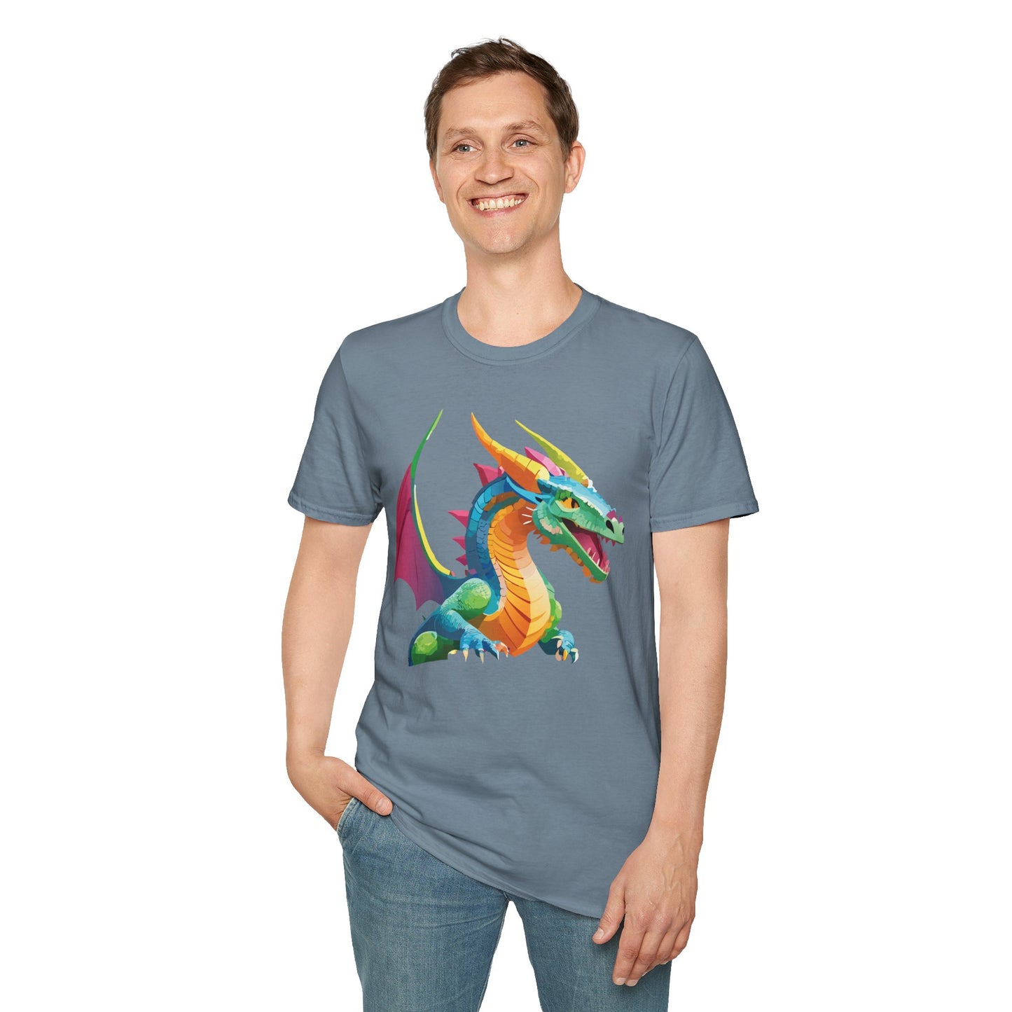 Unisex Dragon Graphic Tee Softstyle Short Sleeve T Shirt Made From Ring Spun Cotton
