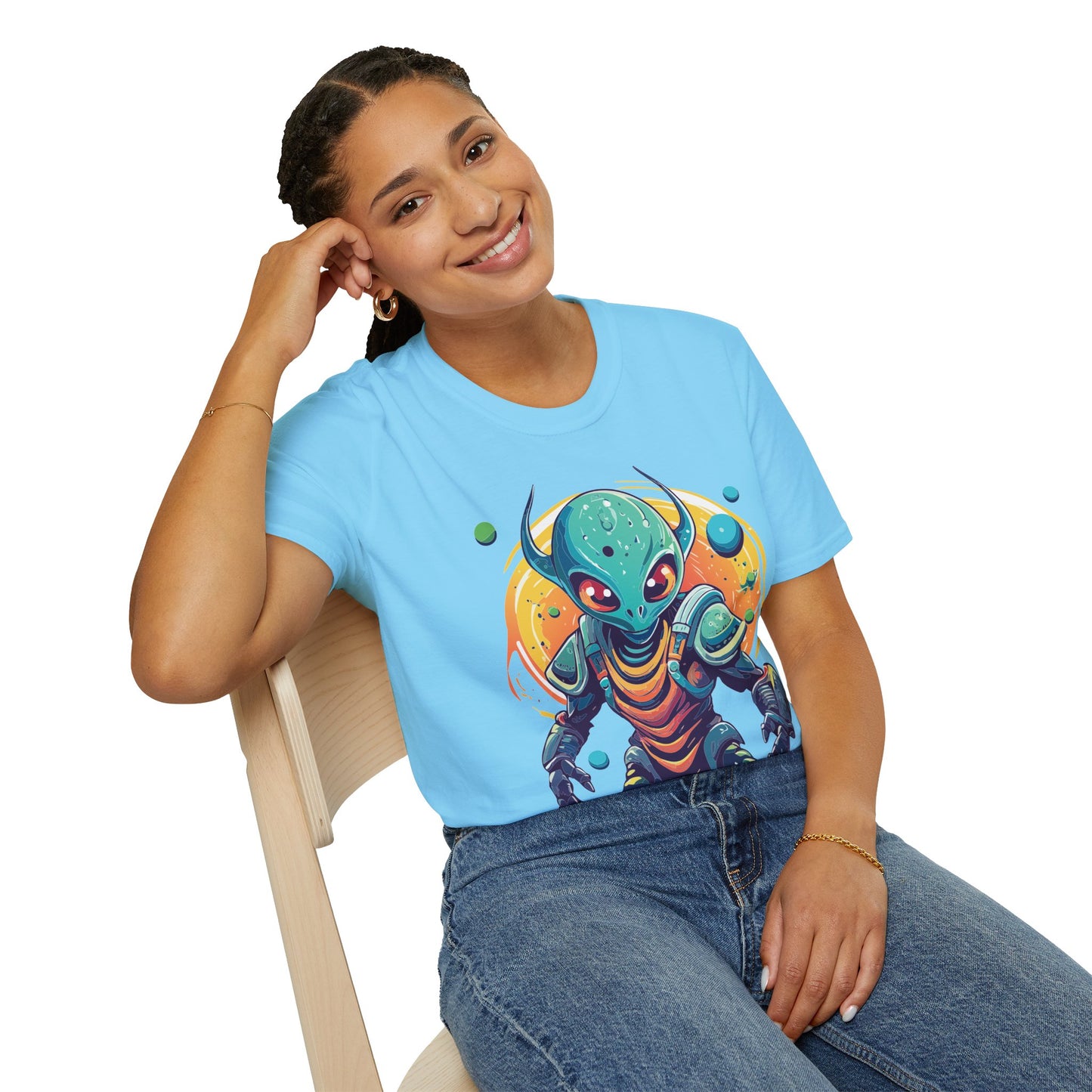 Alien Cosmos Shirt Unisex Softstyle Tee With Alien Art Design Space Theme Graphic Tee