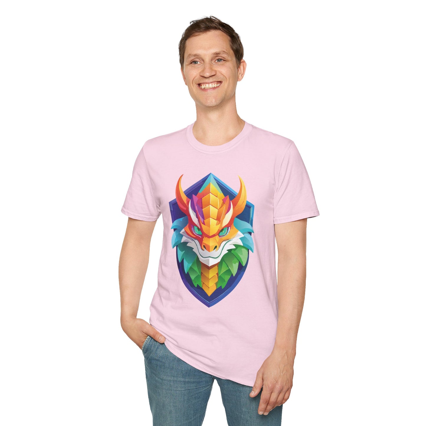 Unisex Dragon T Shirt Softstyle 64000 100 Percent Ring Spun Cotton Comfortable Tee