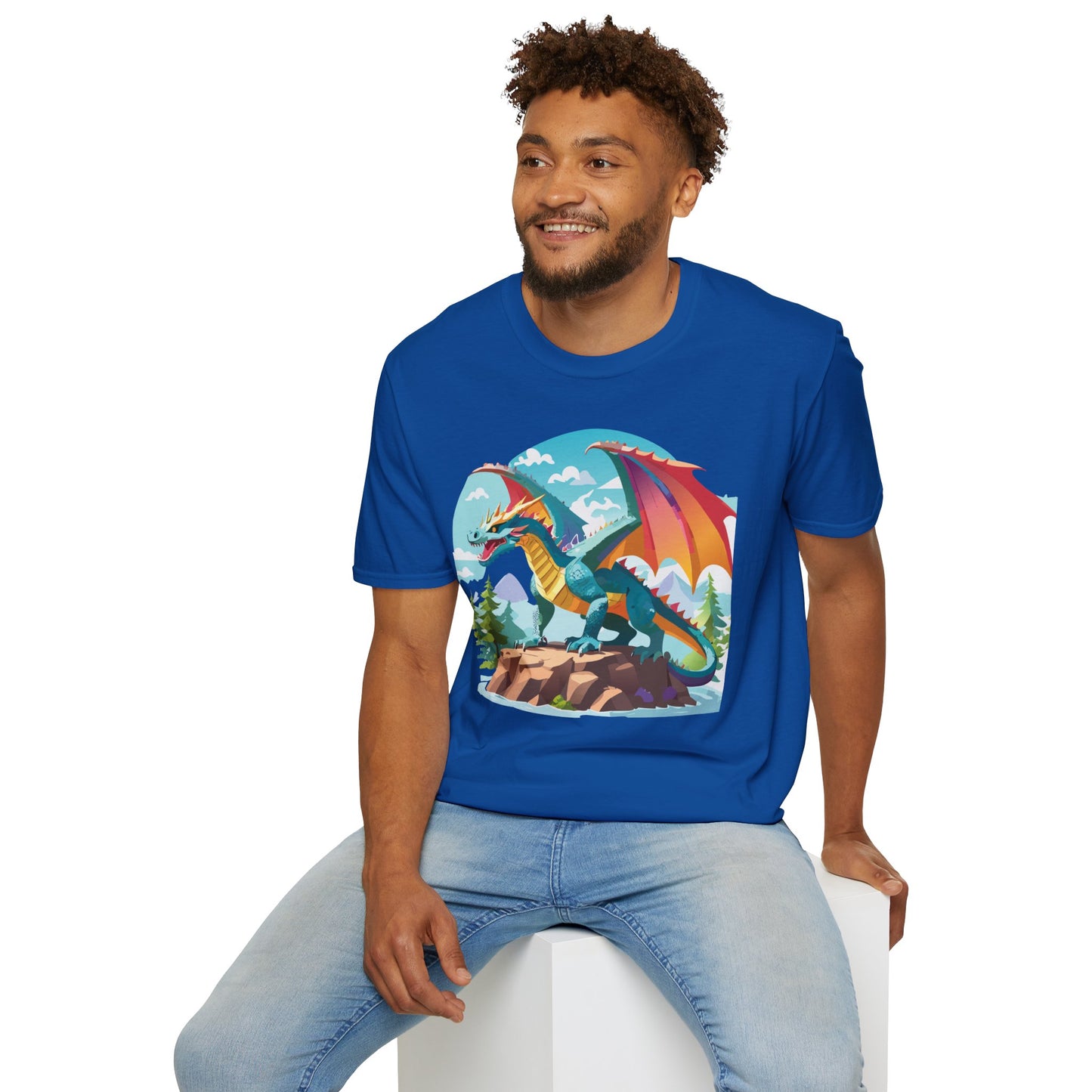 Dragon Graphic Tee Unisex Softstyle 100 Percent Ring Spun Cotton Animal Art Print Shirt