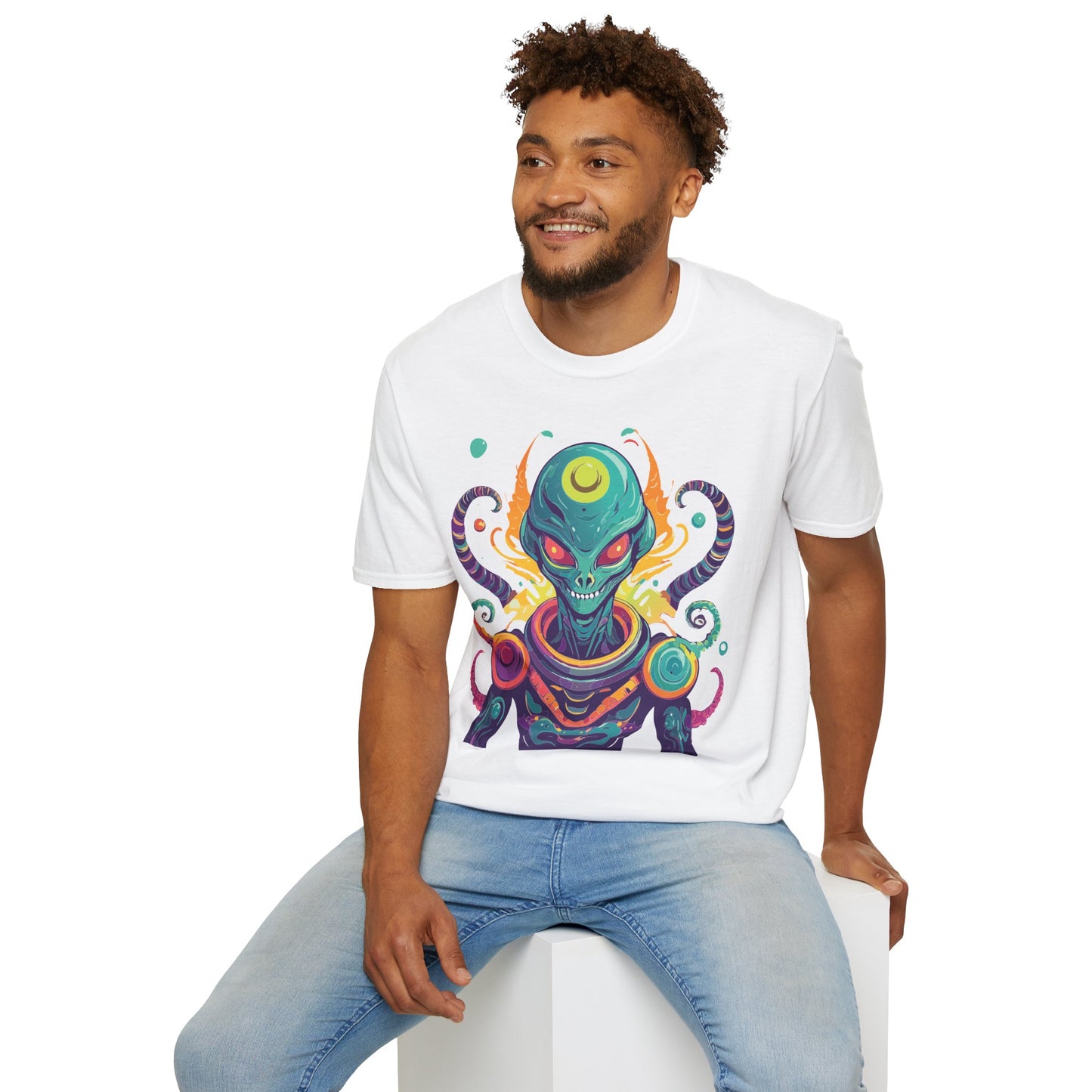 Alien Cosmos Unisex T Shirt With Aliens Design Gildan Softstyle 64000 Comfortable Lightweight Tee