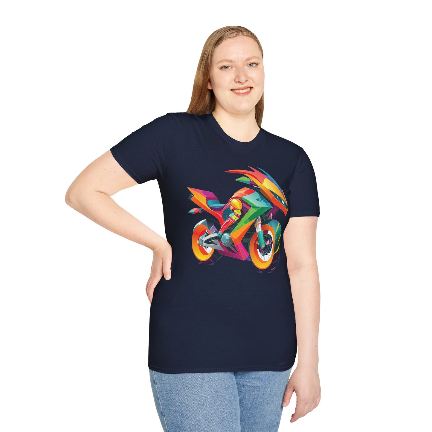Unisex Bike T Shirt With Motorcycle Artwork Premium Cotton MTB Tee Softstyle 64000