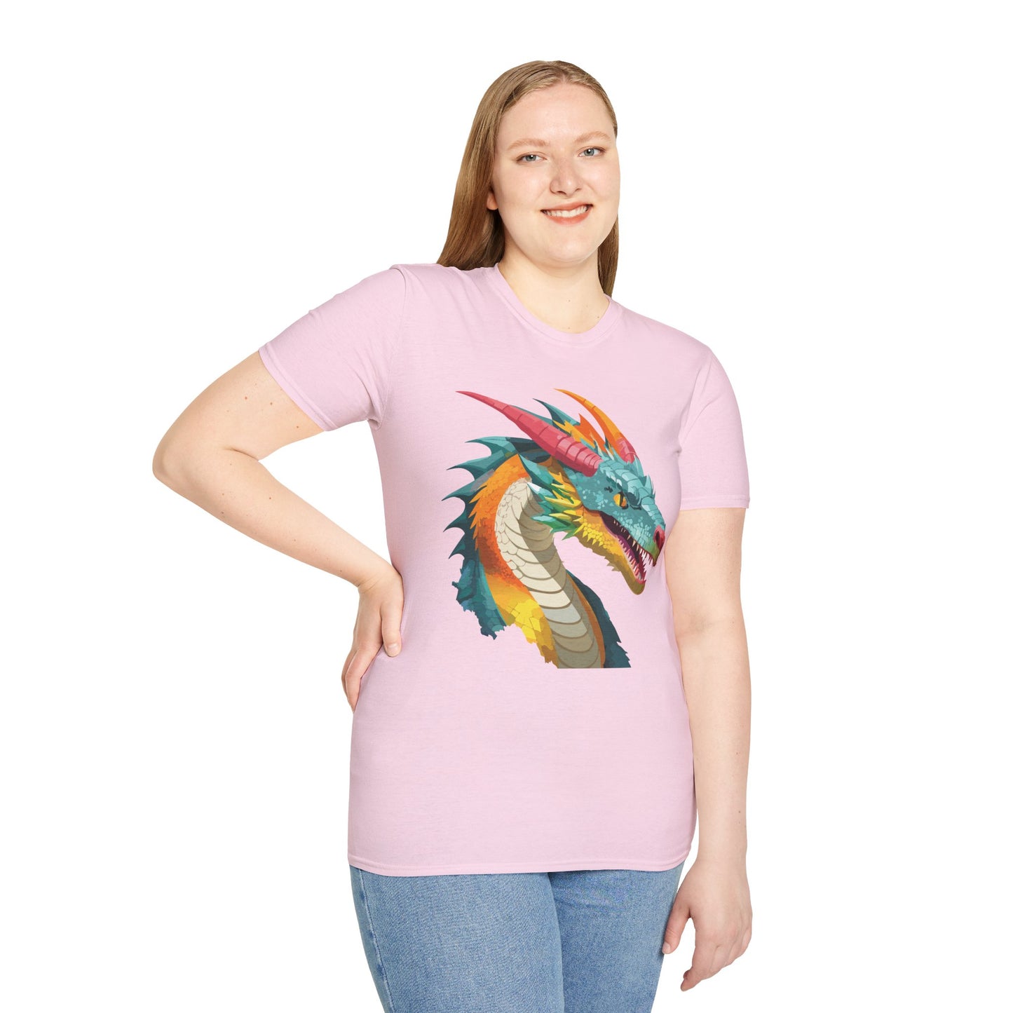 Dragon T Shirt Unisex Softstyle Art Design Tee With Animals Theme Gildan 64000 Premium Quality