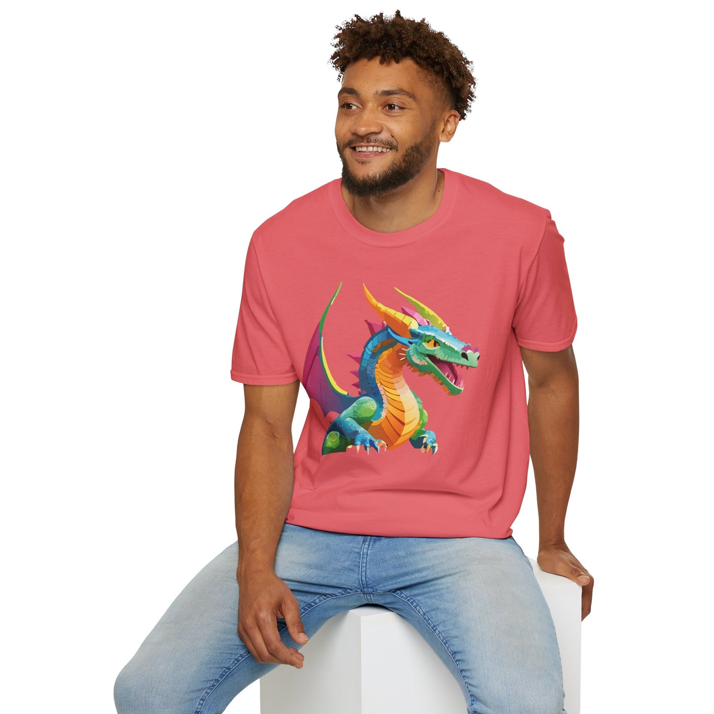 Unisex Dragon Graphic Tee Softstyle Short Sleeve T Shirt Made From Ring Spun Cotton
