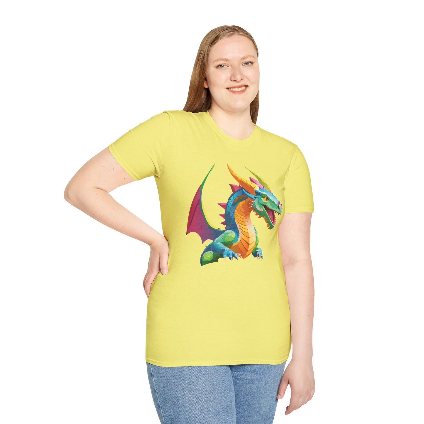 Unisex Dragon Graphic Tee Softstyle Short Sleeve T Shirt Made From Ring Spun Cotton