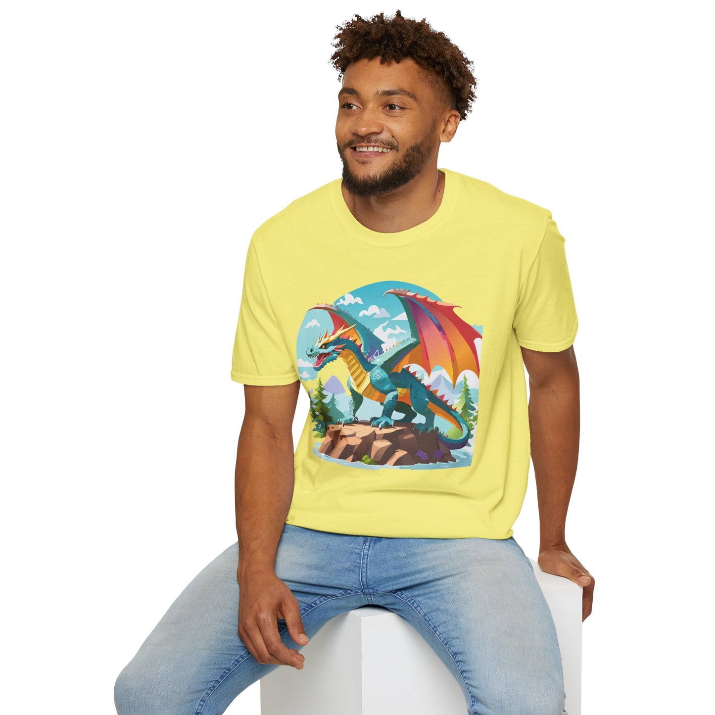 Dragon Graphic Tee Unisex Softstyle 100 Percent Ring Spun Cotton Animal Art Print Shirt