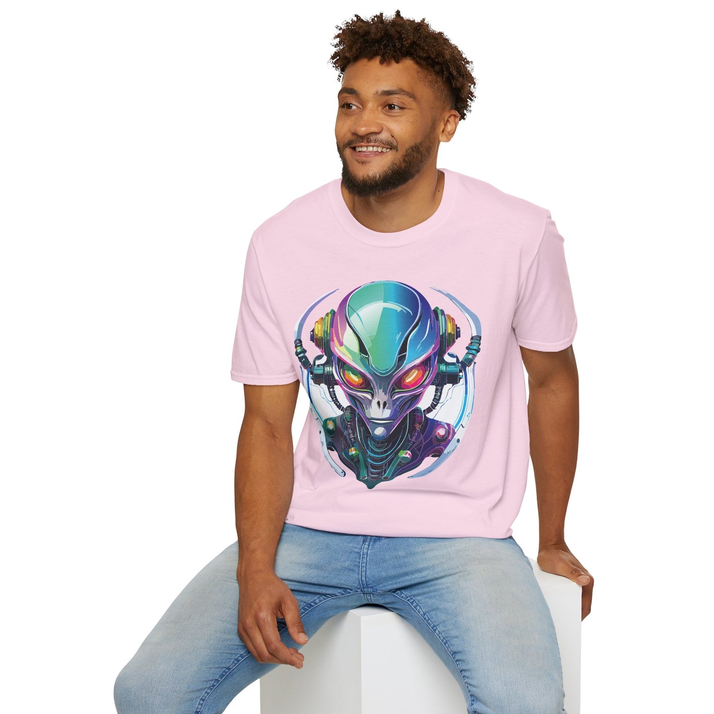 Alien Cosmos T Shirt Unisex Softstyle 64000 Tee With Alien Space Design 100 Percent Ringspun Cotton