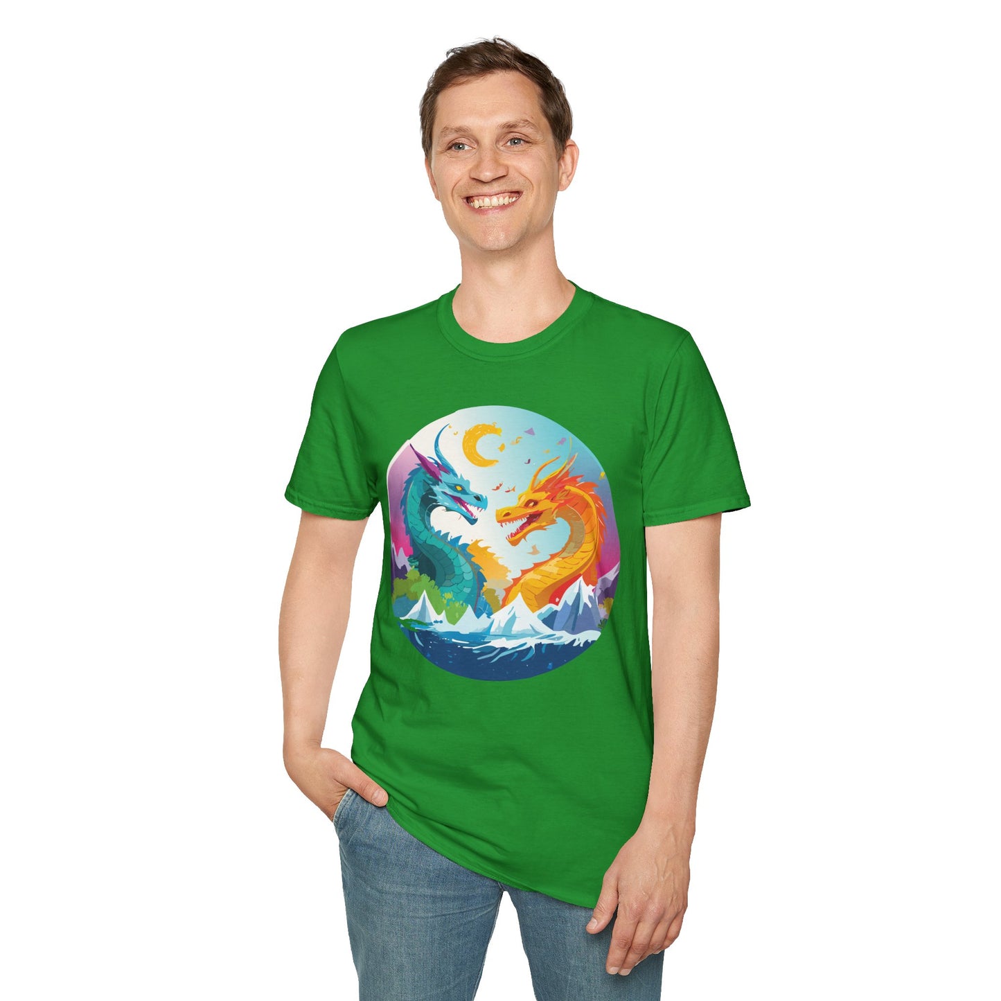 Dragon T Shirt Unisex Gildan Softstyle 64000 Tee Dragon Artwork Animal Print Shirt