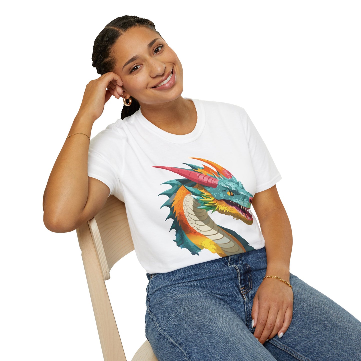 Dragon T Shirt Unisex Softstyle Art Design Tee With Animals Theme Gildan 64000 Premium Quality
