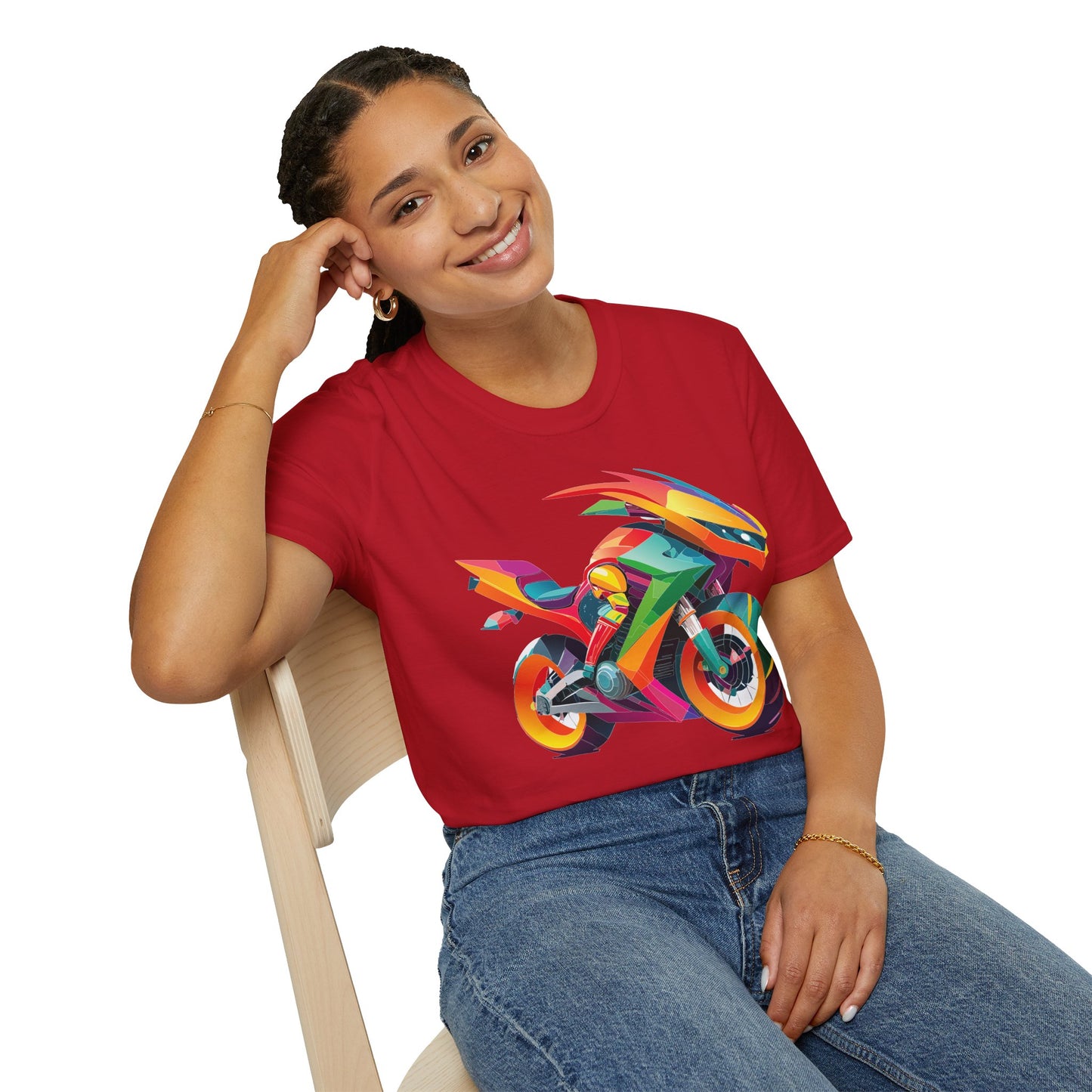 Unisex Bike T Shirt With Motorcycle Artwork Premium Cotton MTB Tee Softstyle 64000