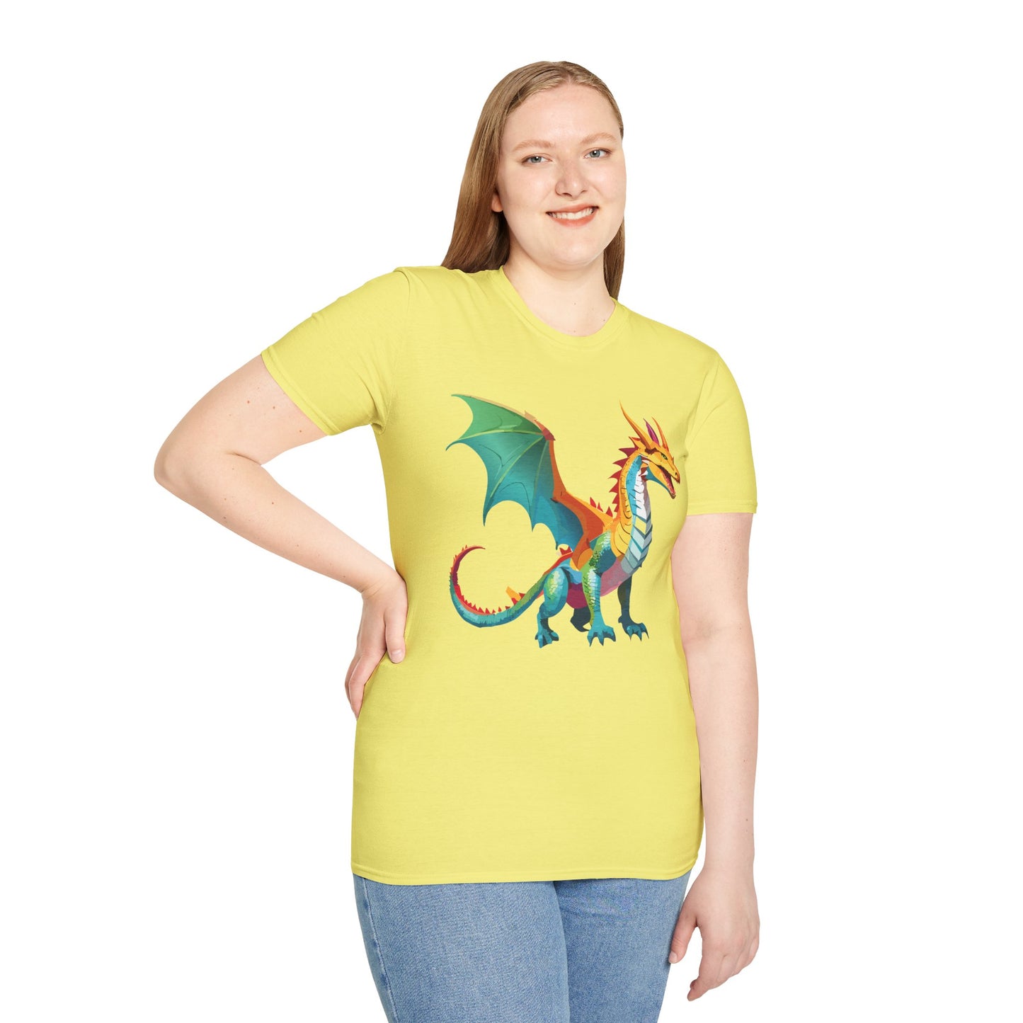 Dragon T Shirt Unisex Animal Design Tee Softstyle Gildan 64000 100 Percent Ring Spun Cotton