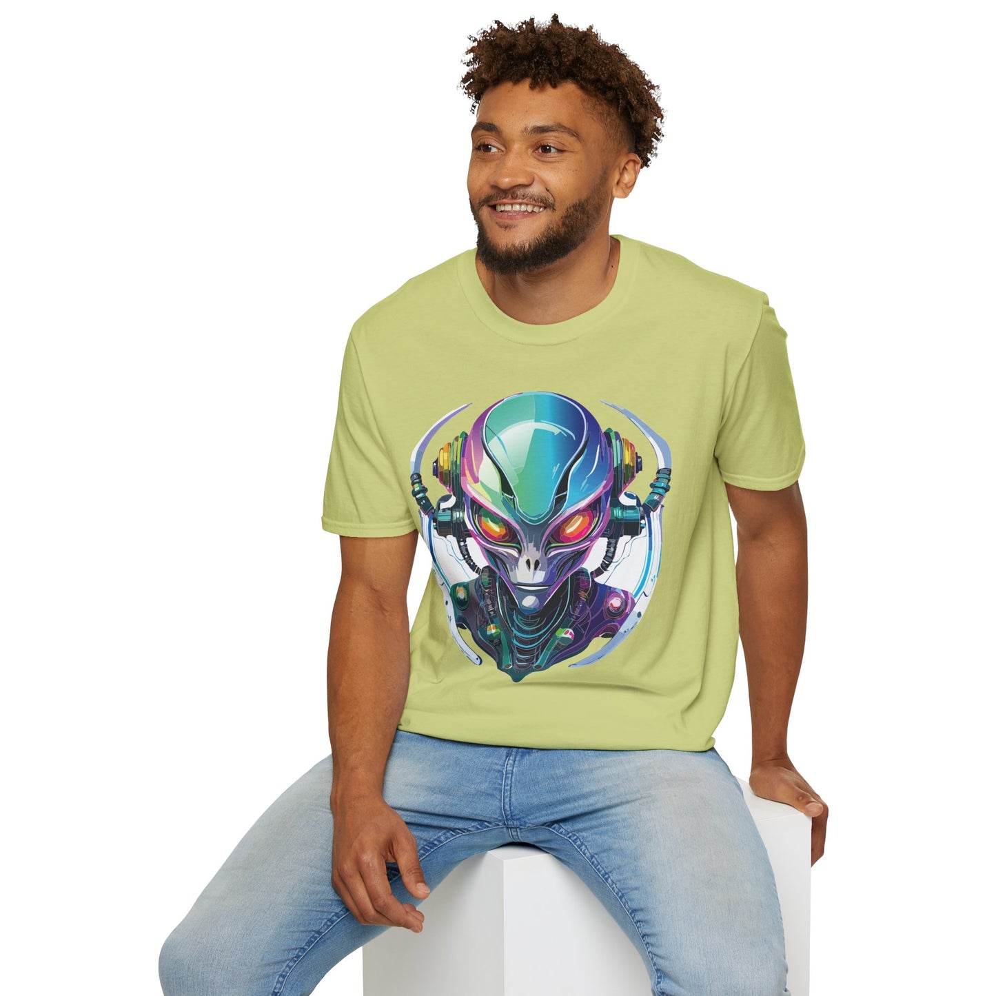 Alien Cosmos T Shirt Unisex Softstyle 64000 Tee With Alien Space Design 100 Percent Ringspun Cotton
