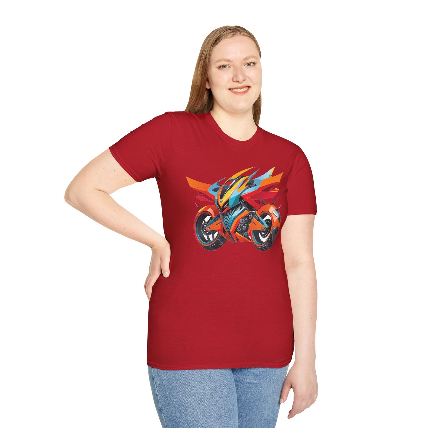 Unisex Bike T Shirt With Motorcycle Art Design Graphic Tee Softstyle 64000 Cotton
