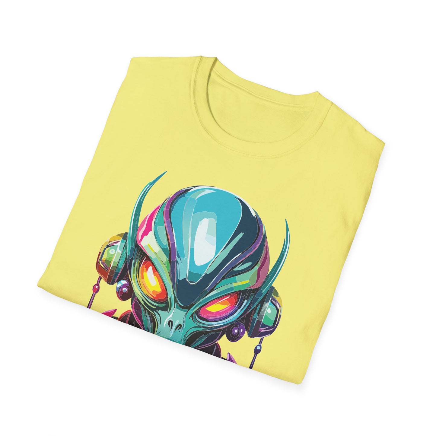 Alien Cosmos Unisex Cotton T Shirt With Alien Artwork Softstyle Ring Spun Cotton 64000
