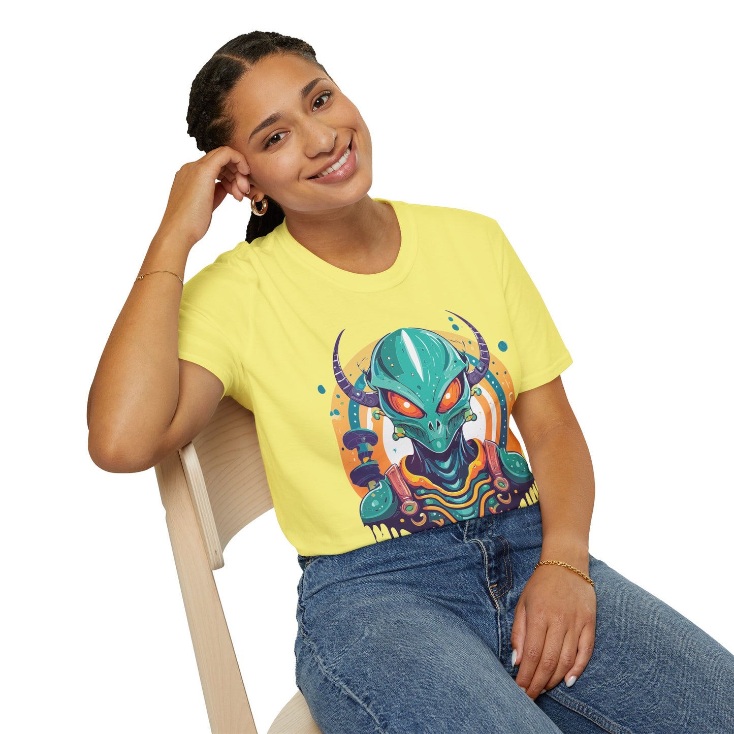 Alien T Shirt Cosmos Shirt Unisex Softstyle Tee 100 Percent Ring Spun Cotton Short Sleeve