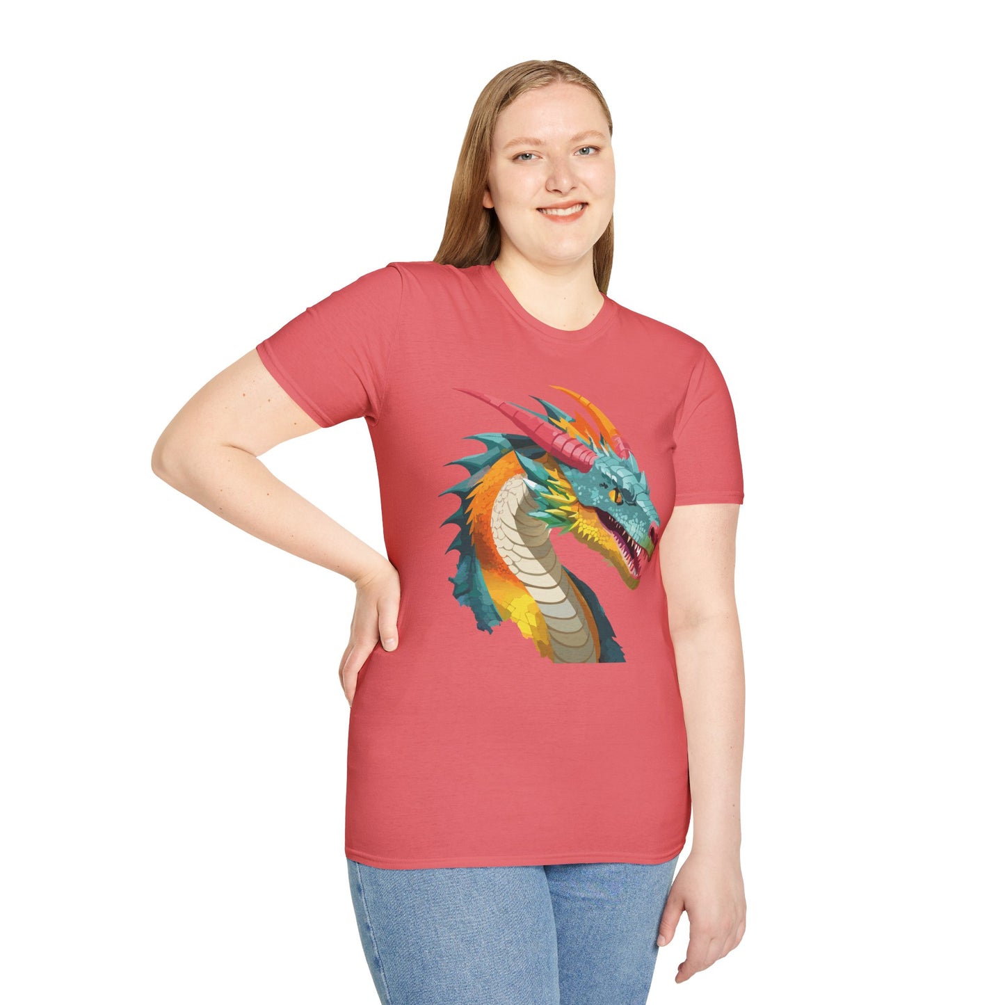 Dragon T Shirt Unisex Softstyle Art Design Tee With Animals Theme Gildan 64000 Premium Quality